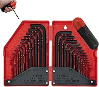 AMM 31-Piece Hex Key Set: Metric & SAE Allen Wrenches (0.028-3/8in, 0.7-10mm) Cr-V Steel L-Shaped Tools w/ Case