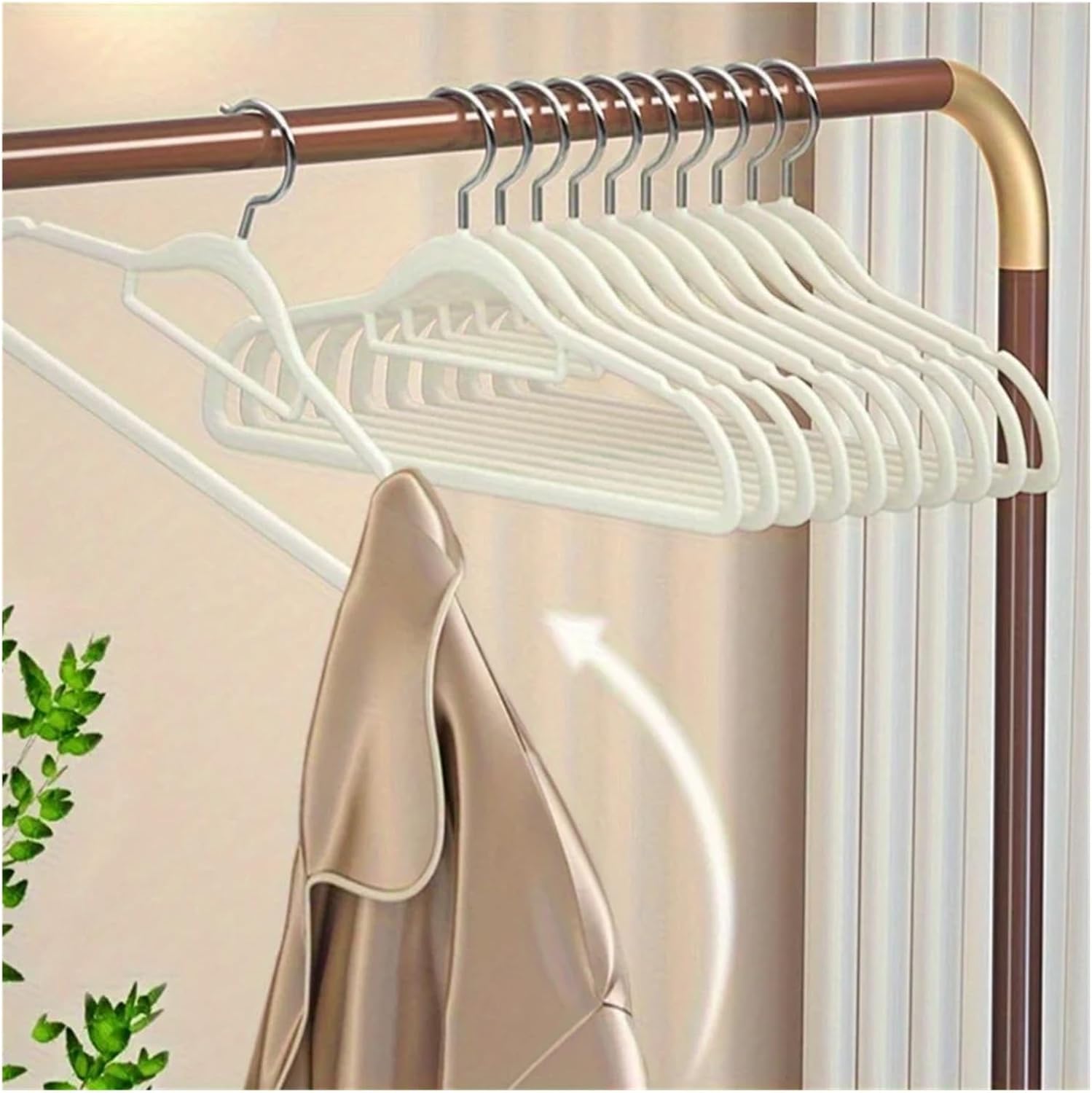 Velvet with 360° Rotatable Hooks, Non-Slip Heavy Duty Space Saving Clothes with Tie Bar for Coats(Blue)