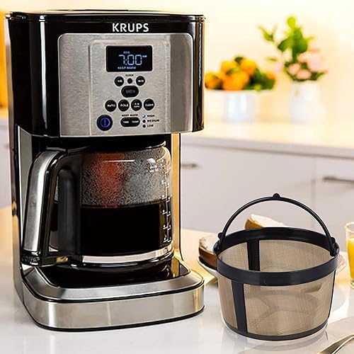 Miniatura 6 de HESSION Filtro de café permanente para 8 a 12 tazas, se adapta a la cesta de filtro de café color dorado, paquete de 2 unidades