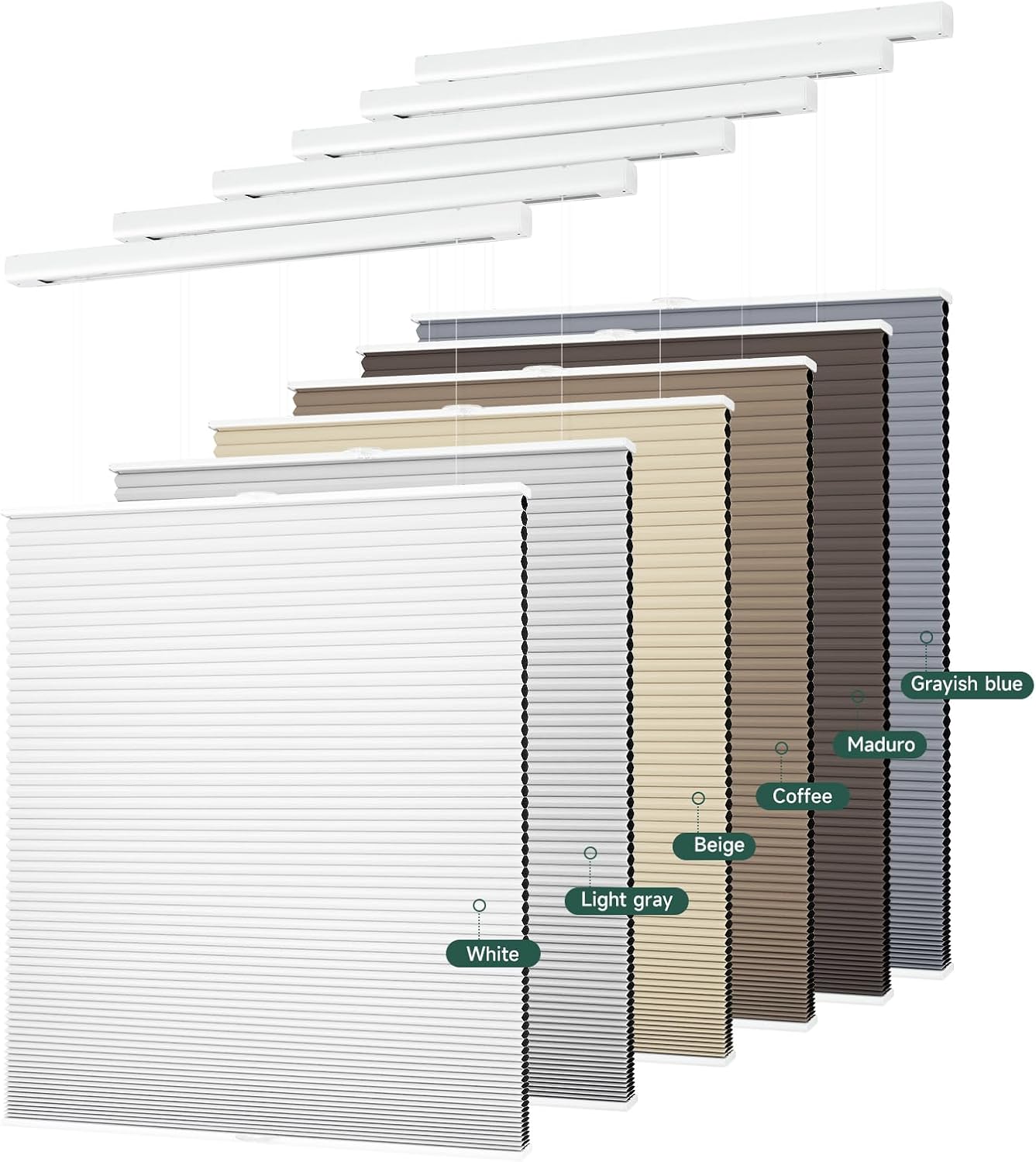 Top Down Bottom Up Blackout Cellular Shades, Custom Cordless Cellular Window Blinds with Self-Balancing System, Light Filtering Privacy Honeycomb Blinds for Home Office, Light Coffee