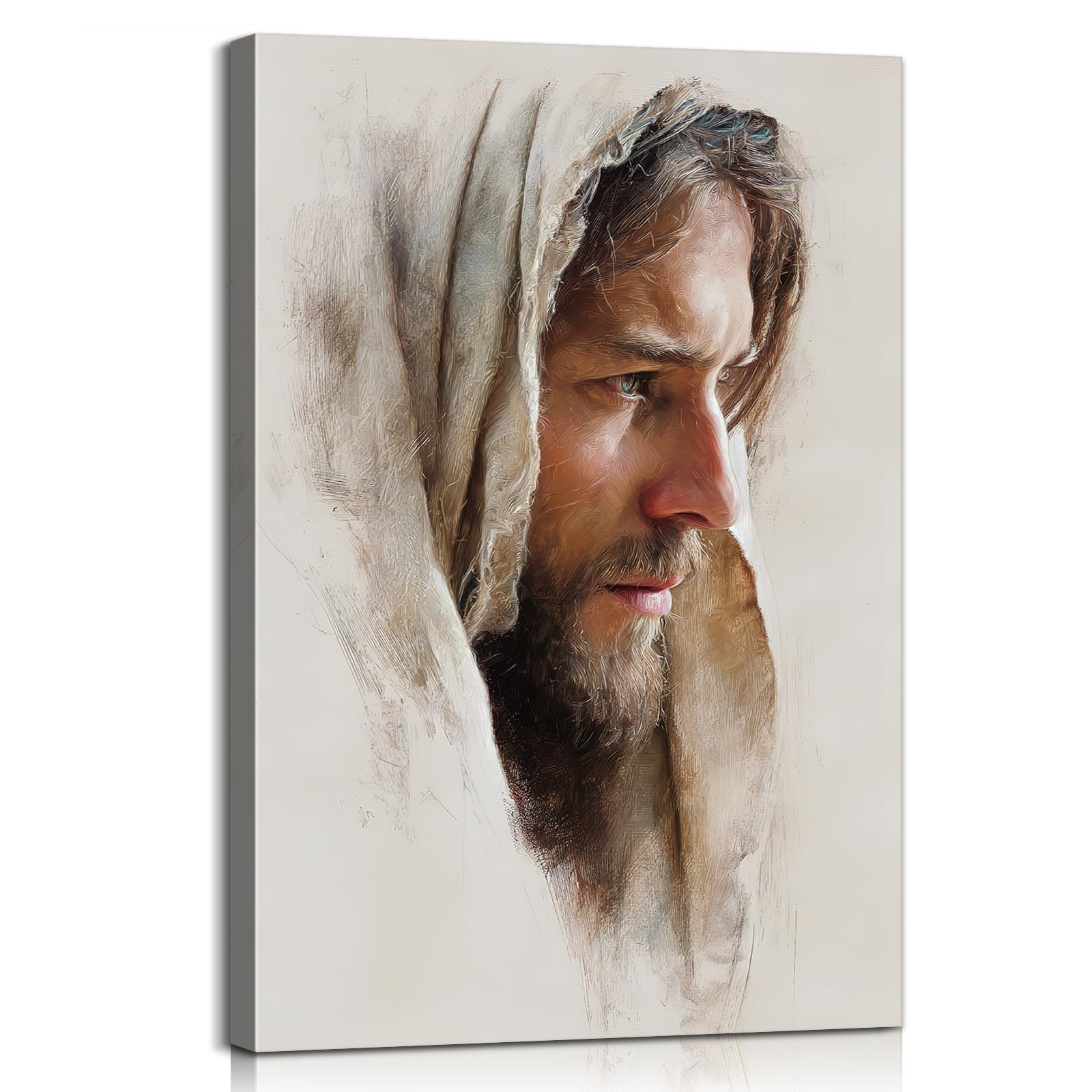 Mistyefly Jesus Wall Art - Christian Wall Decor with Inner Wooden Frame (28x40 Inches) - Lightweight &amp; Easy Hanging, Jesus Painting Christian Posters Religious Pictures for Home &amp; Room Decor