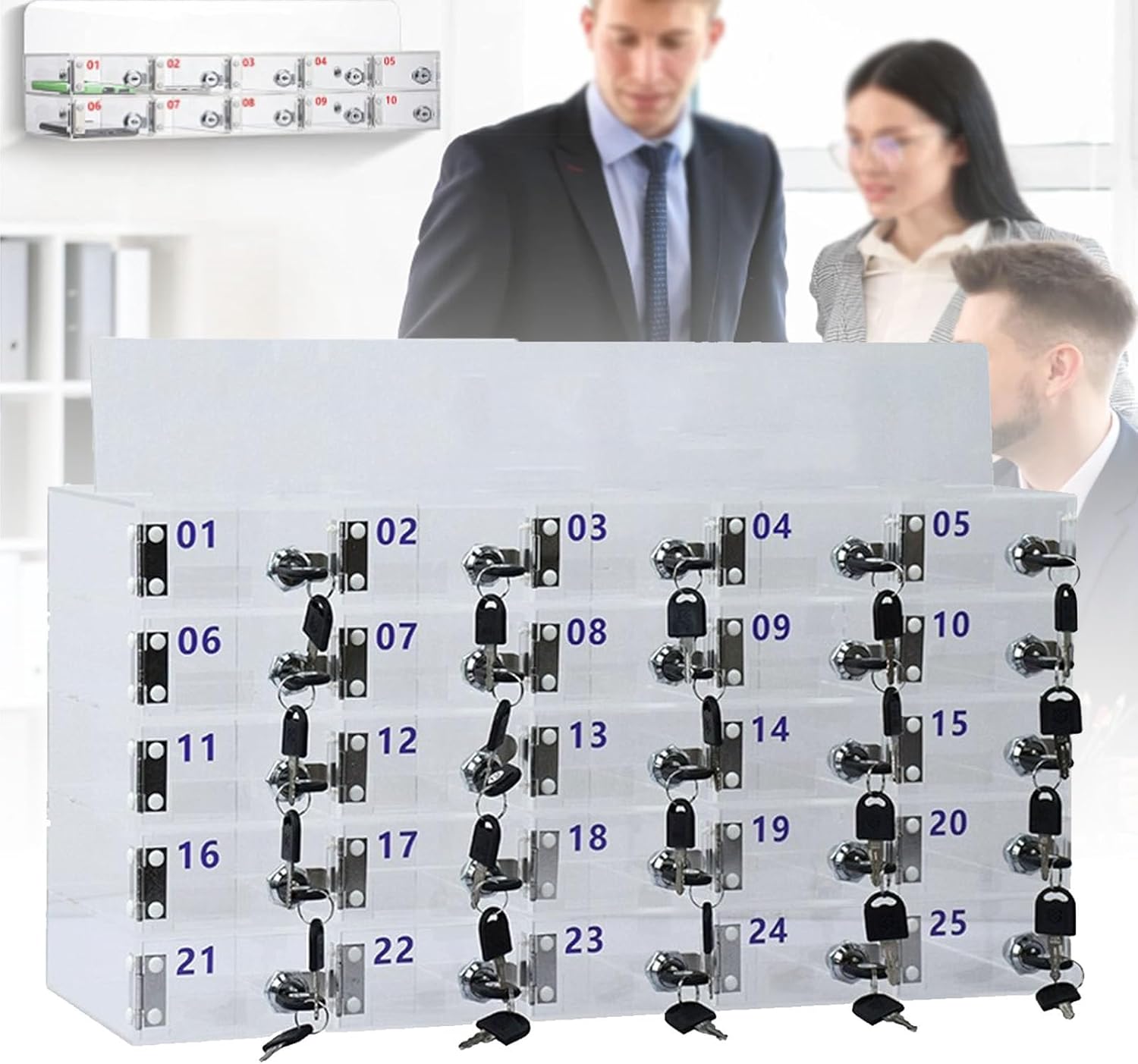 Mobile Phone Storage Box Transparent Acrylic Mobile Phone Security Locker with Key,Acrylic Phone Storage Box, Wall-Mounted Cell Phone Locker with Door Locks & Keys, Clear Organizer for Offic