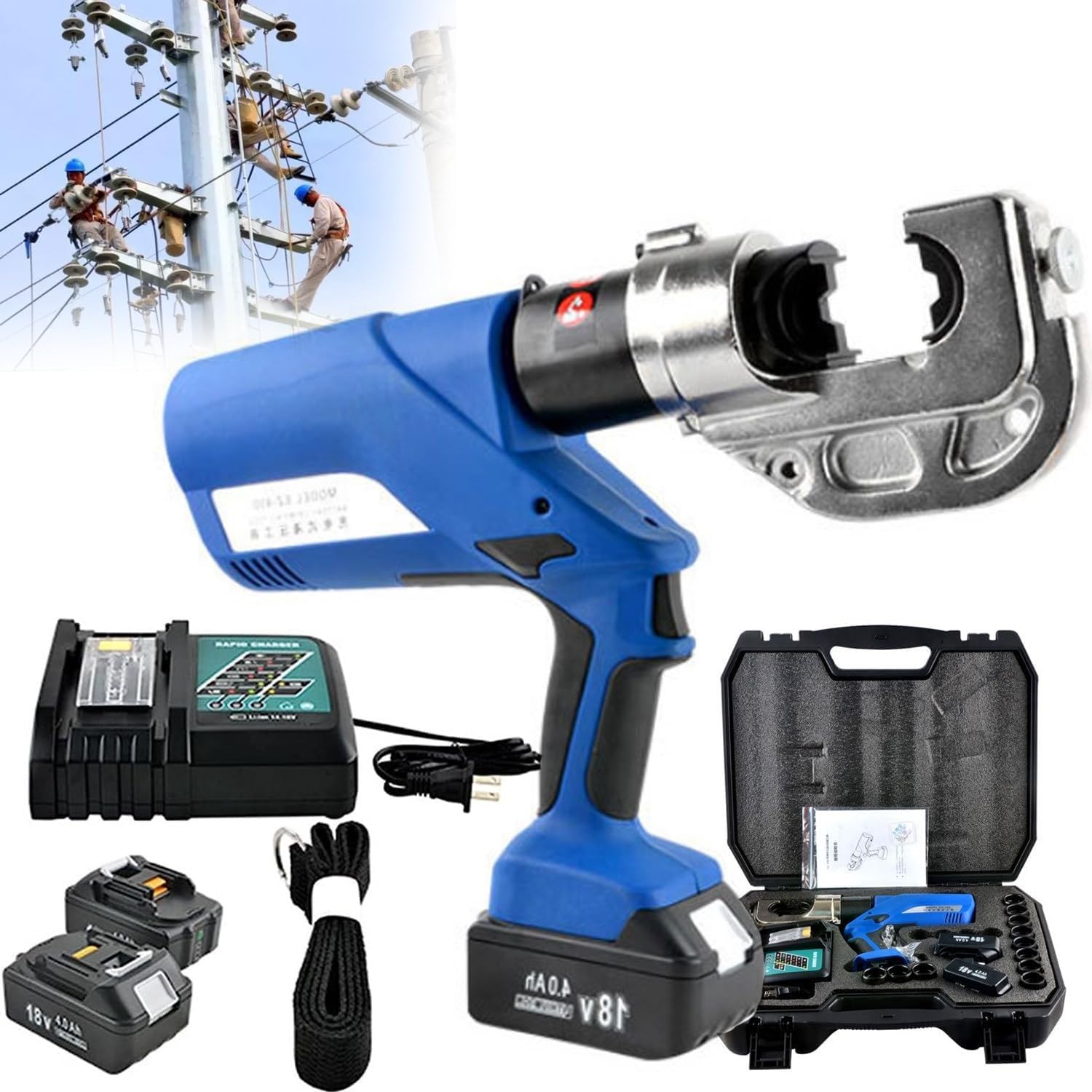 Kogtyb One Color Electric Hydraulic Crimping Pliers,Rechargeable Tool Industrial Cable Lug Crimper,18V Tools,Ez-400