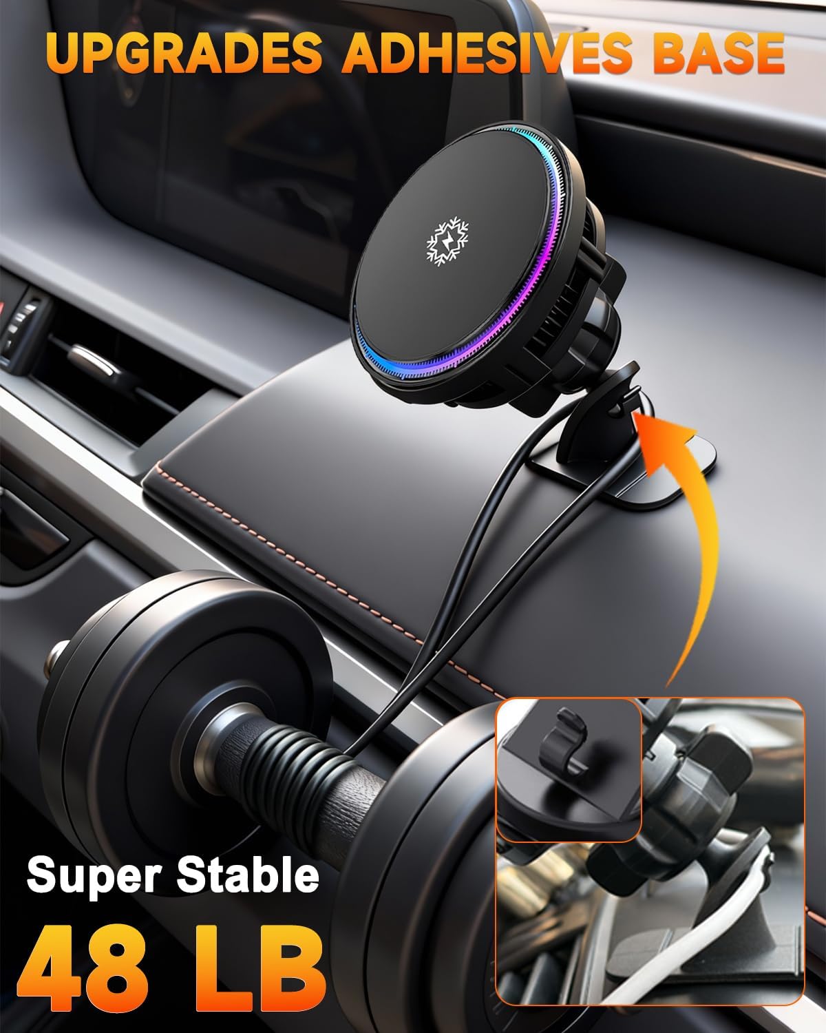 2026 Upgraded TEC and Fan Dual Cooling Magnetic Wireless Car Charger, For 15W Magsafe Car Charger Mount, RGB, Air Vent/Dashboard Fast Wireless Charging Car Phone Holder for iPhone 17/16/15/14/13/12