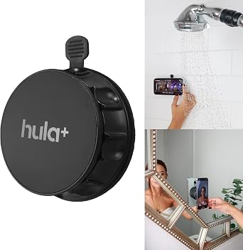 hula+ MagSafe Phone Holder Portable Mount, Reusable Stand for Shower, Mirror, Kitchen, Window, Bathroom Compatible with MagSafe Adjustable Rotation for Content, TikTok, Movies & Music