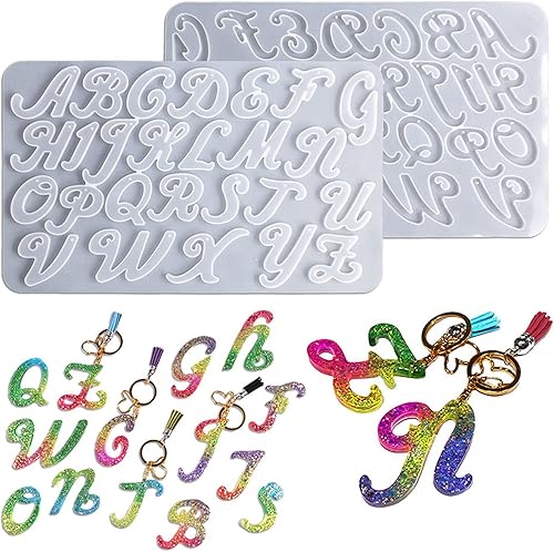 Miniatura 6 de Kit de moldes de resina de silicona, moldes de adornos de letras elegantes, moldes de fundición de resina epoxi, fabricación de llaveros con moldes