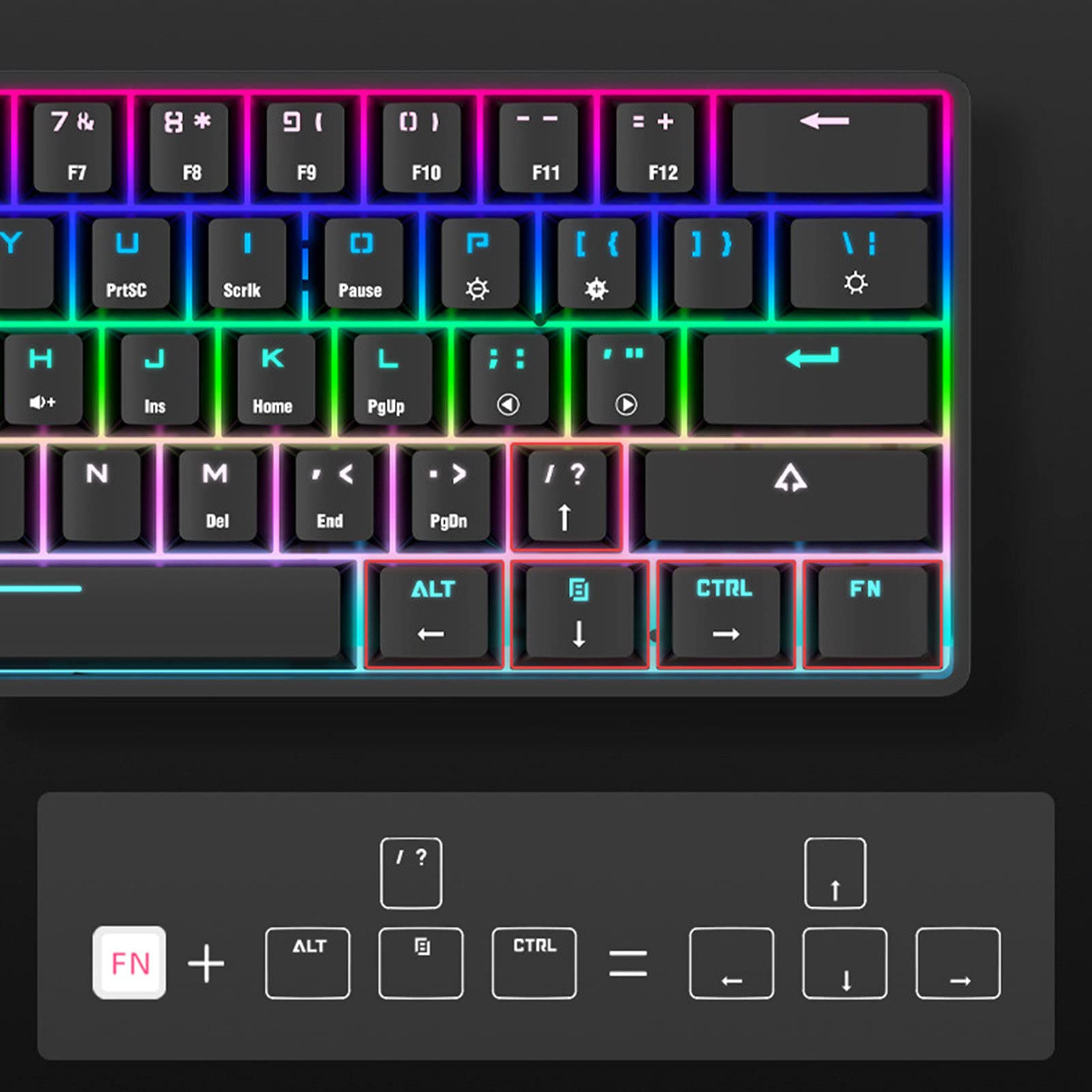 ADITAM Ricevitore 61-Key Dual-ModeLighting - Compatibile Ricarica Keyclick Tastiera Meccanica cablata per PC Tastiera cablata per Computer Periferiche per Computer Double The Comfort