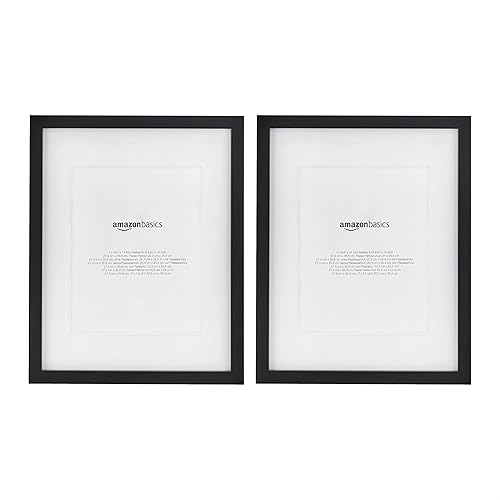 Tienda Basics Marco de fotos de 11 x 14 pulgadas o 8 x 10 pulgadas con paspartú - negro paquete de 2