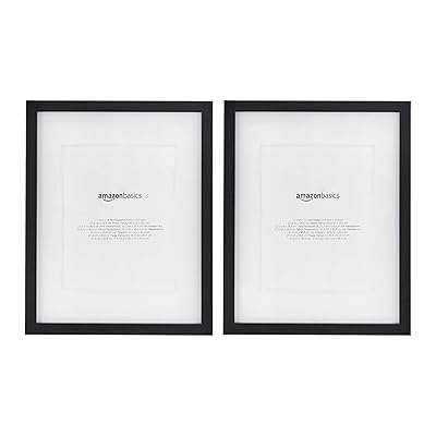 Amazon Basics 11" x 14" Rectangular Photo Picture Frame, (8" x 10" With Mat), 2-Pack, Black, 15.2 Inch L x 12.2 Inch W