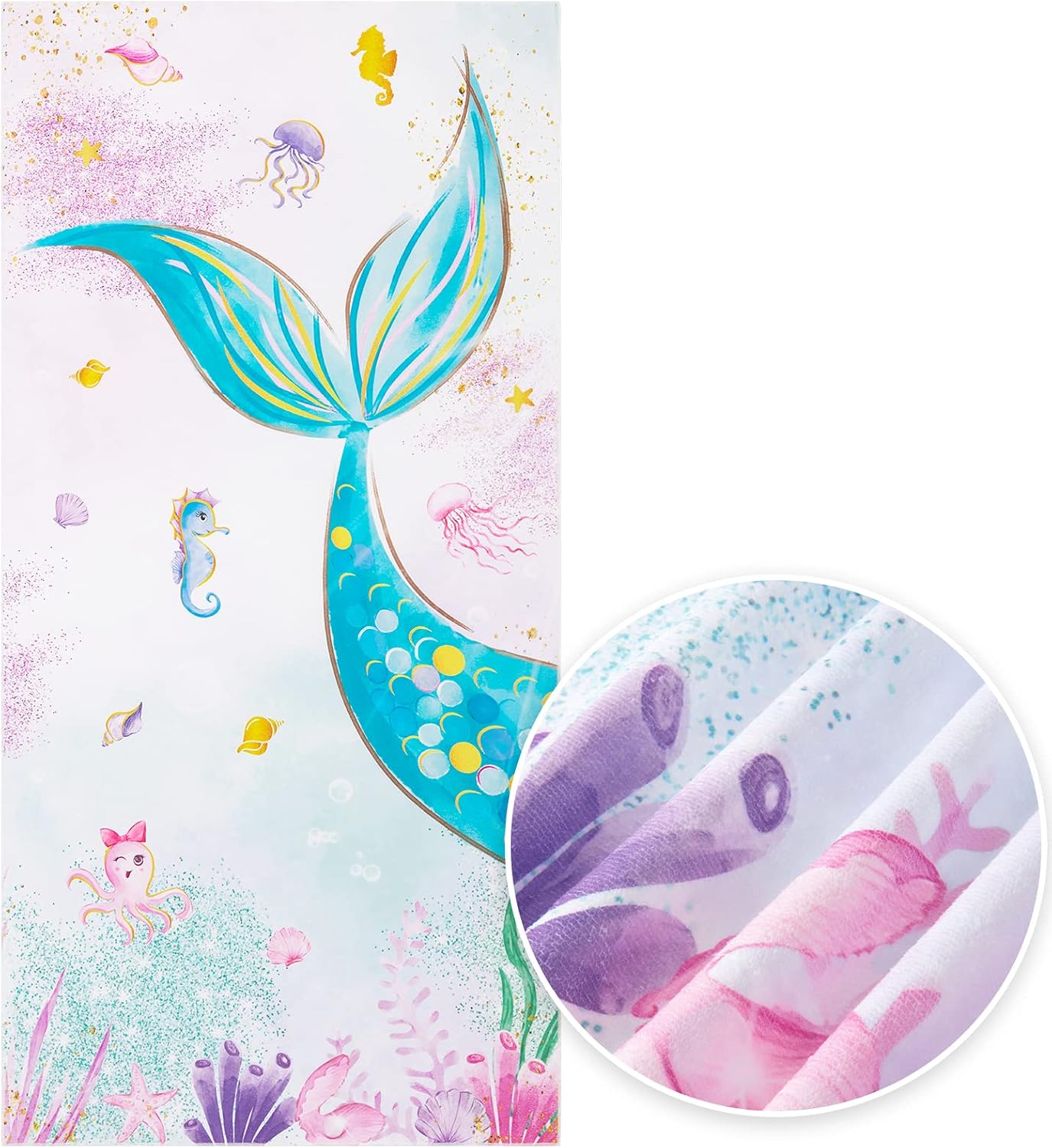 WERNNSAI Mermaid Kids Beach Towel - Image 3