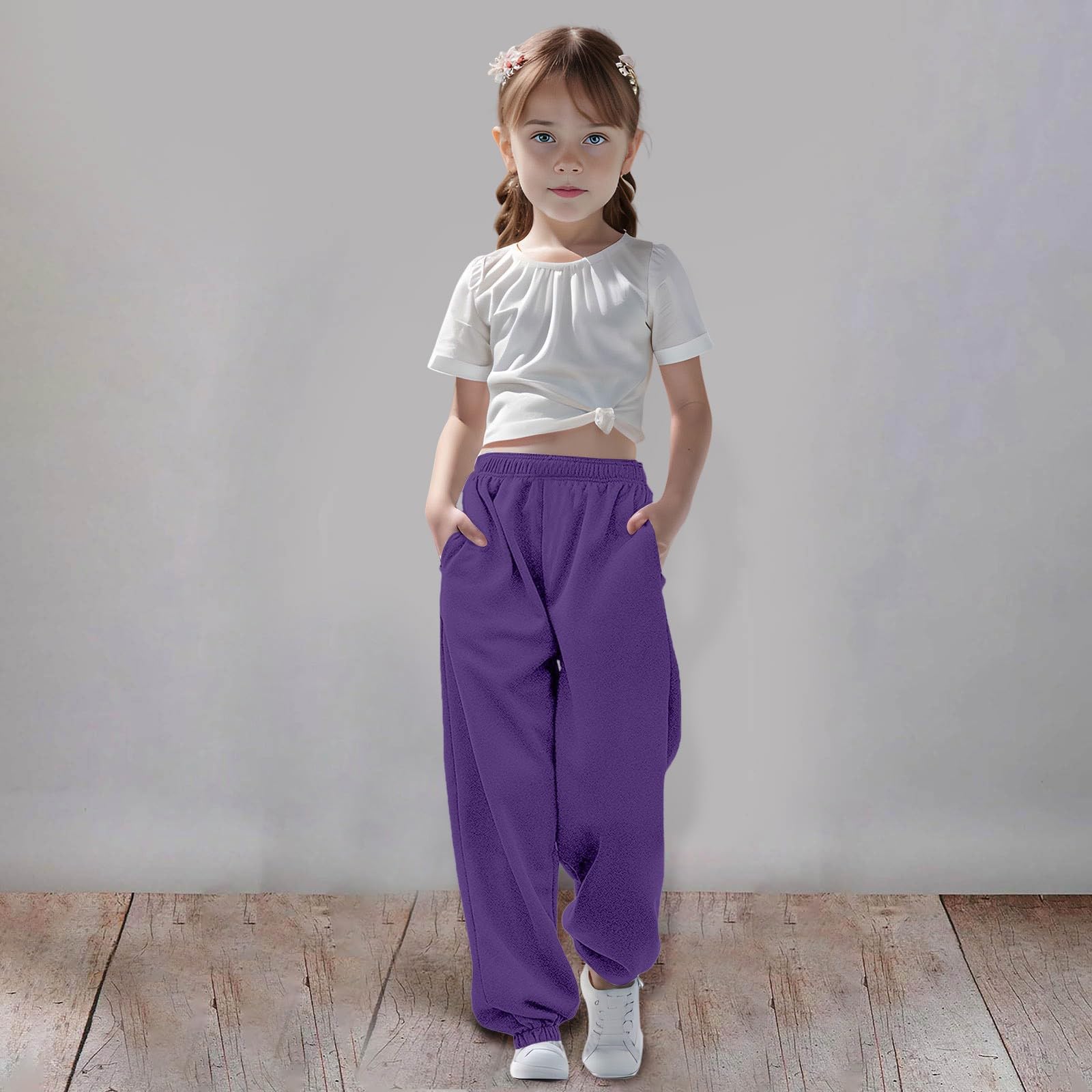Generisch Pantaloni della tuta per bambini, pantaloni casual per attività all'aperto, pantaloni della tuta larghi per bambini, pantaloni della tuta per 5-15 anni, vestiti, adolescenti, ragazze