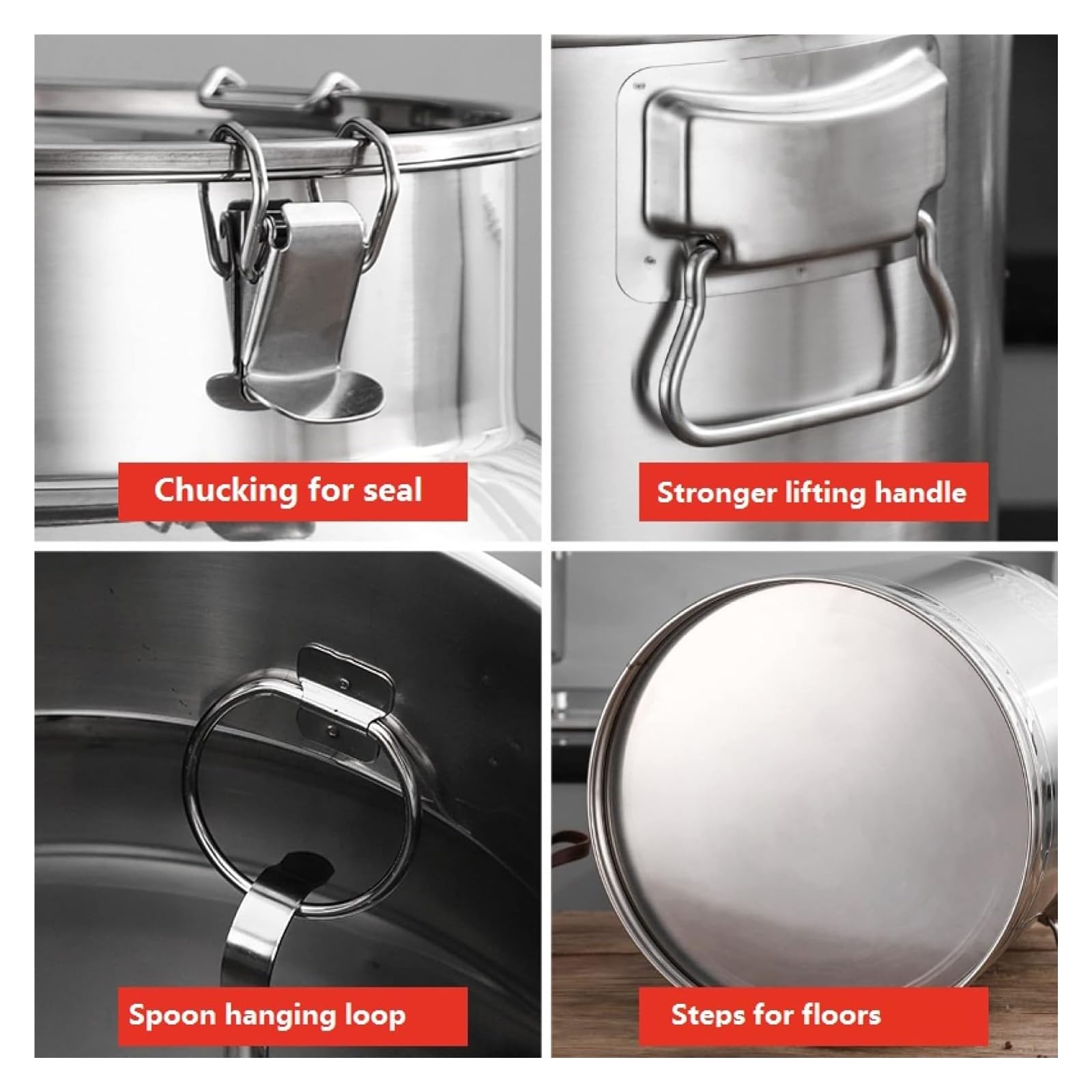 Recipiente de acero inoxidable 304 para leche con espiga, latas de transporte de leche resistentes, cubo de vino, aceite y agua, con tapa de sellado de silicona (35 L)