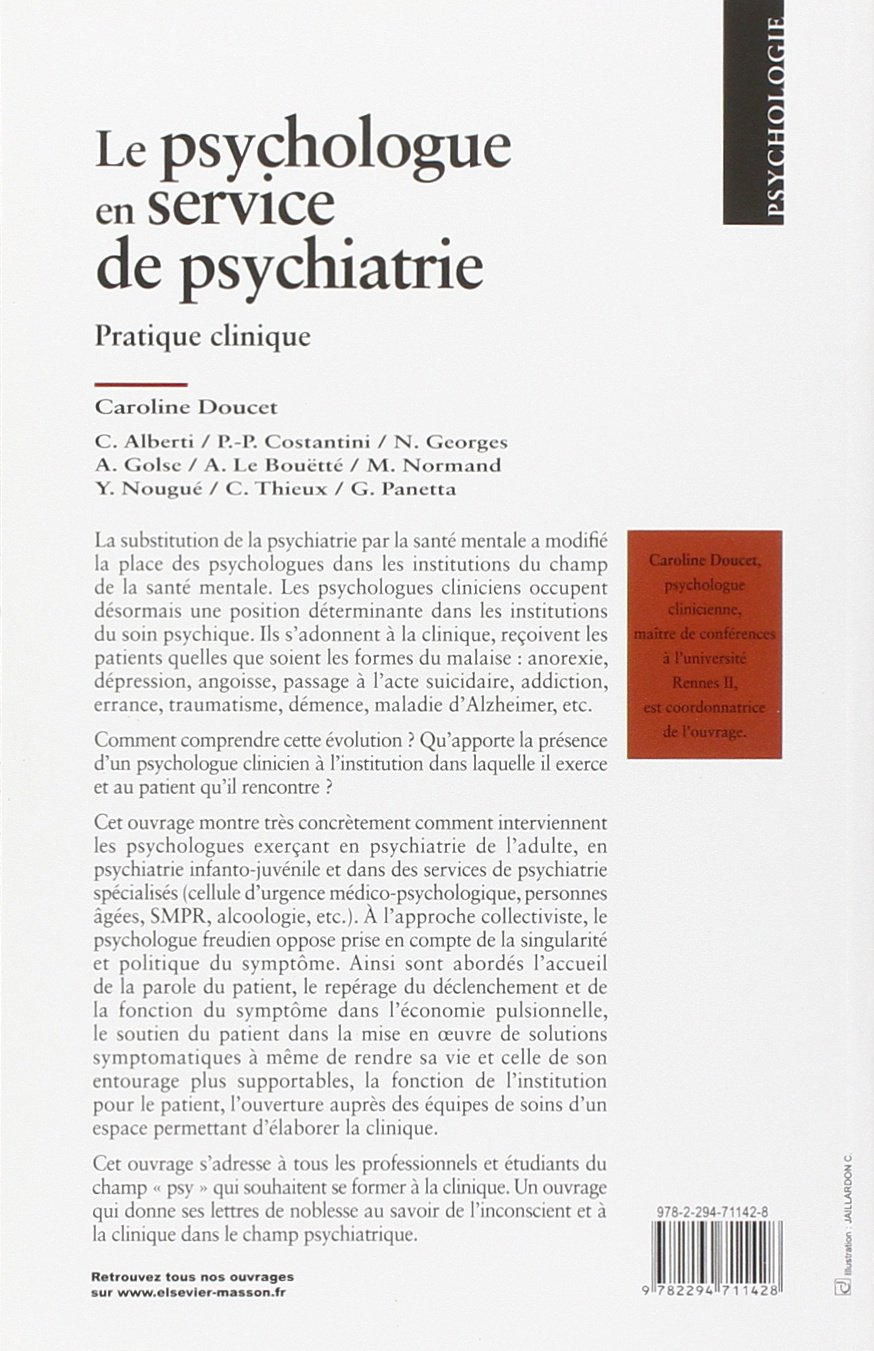 Le psychologue en service de psychiatrie: Pratique clinique