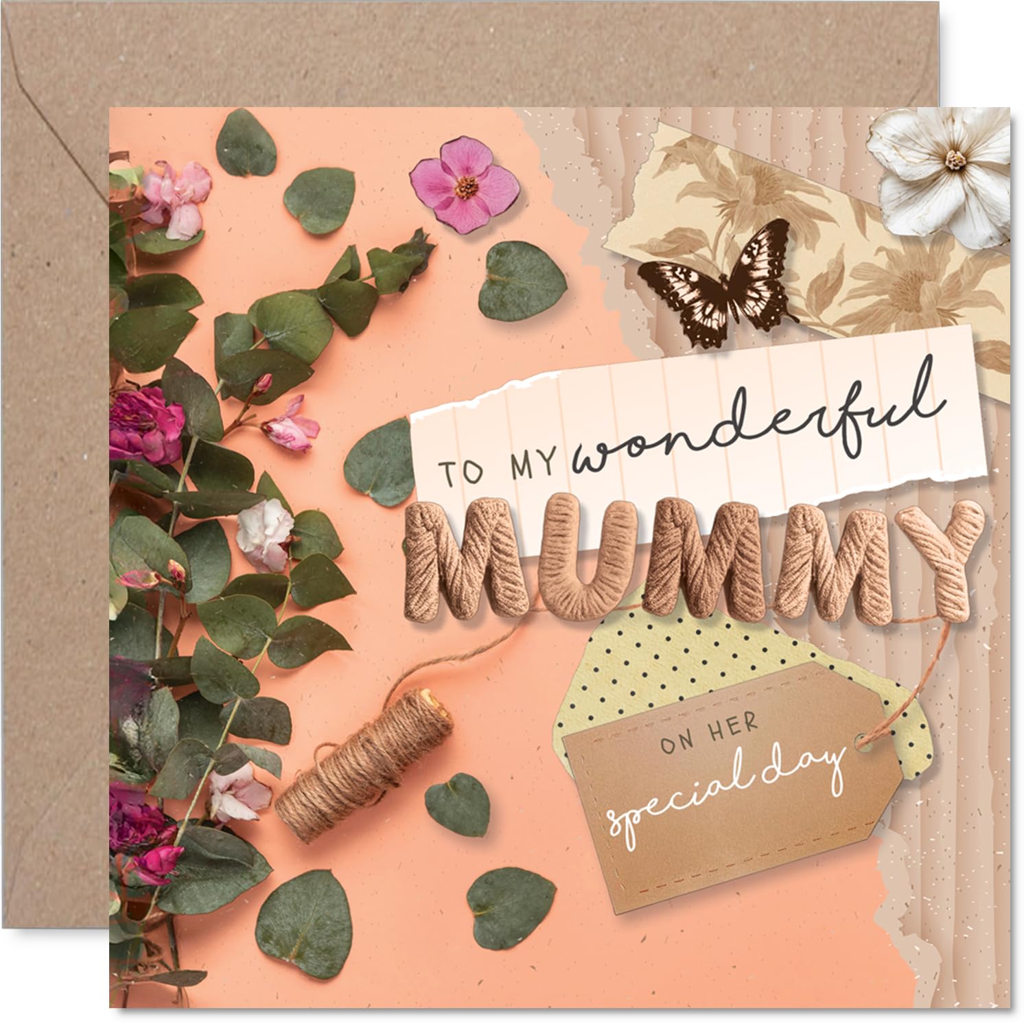 Heartfelt Birthday Card for Mummy - A Warm Hug in an Envelope, Mother's Day - 145mm Square, Envelope Included