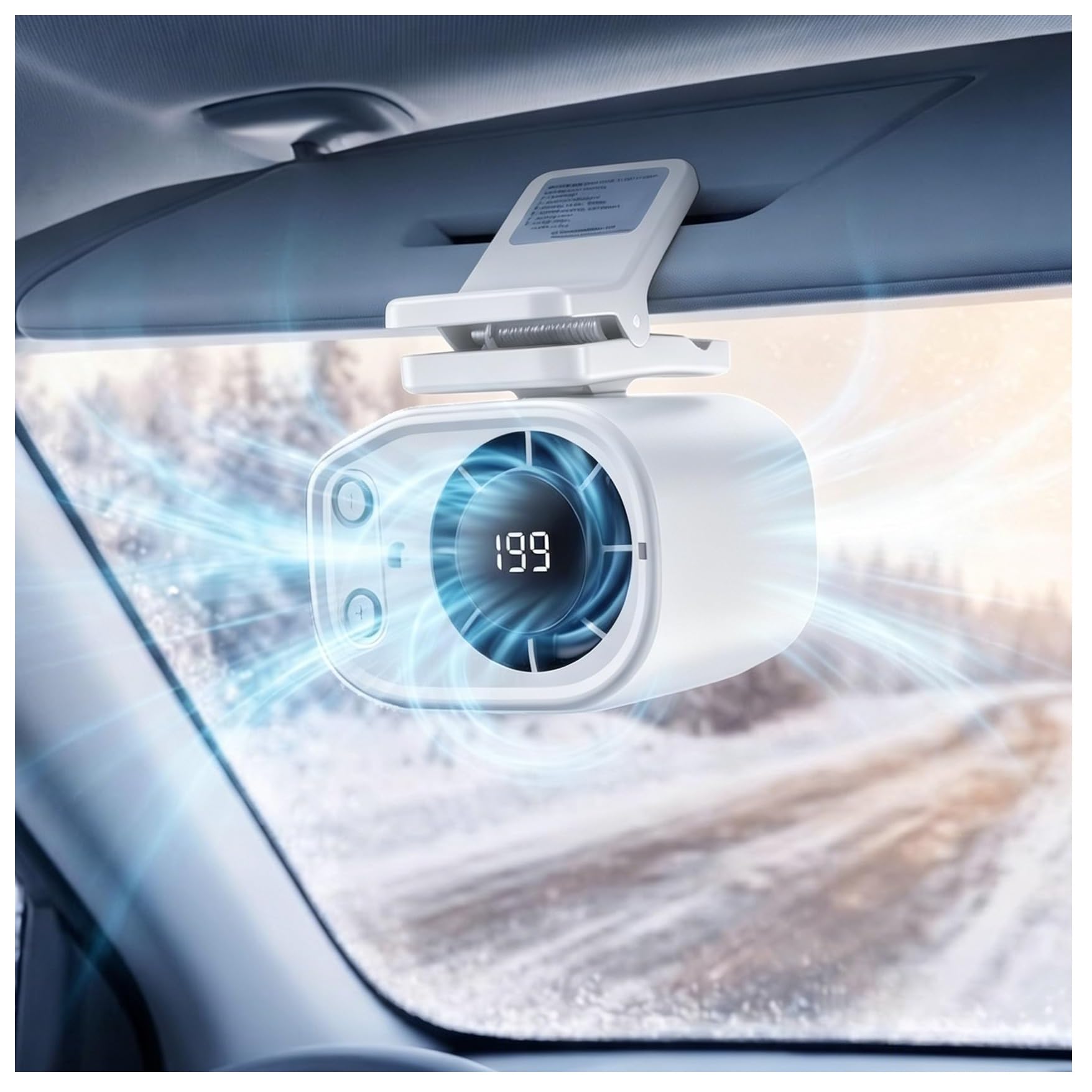 Ventilaore portatile per auto AC, nuovo aggiornamento 2026, ventilatore con clip per auto con display LED, rotazione a 360 gradi, 199 velocità regolabili, mini sistema di raffreddamento per veicoli