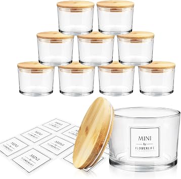 9 Pack 16 oz Clear Glass Candle Jars, Large Empty Candle Containers Bulk