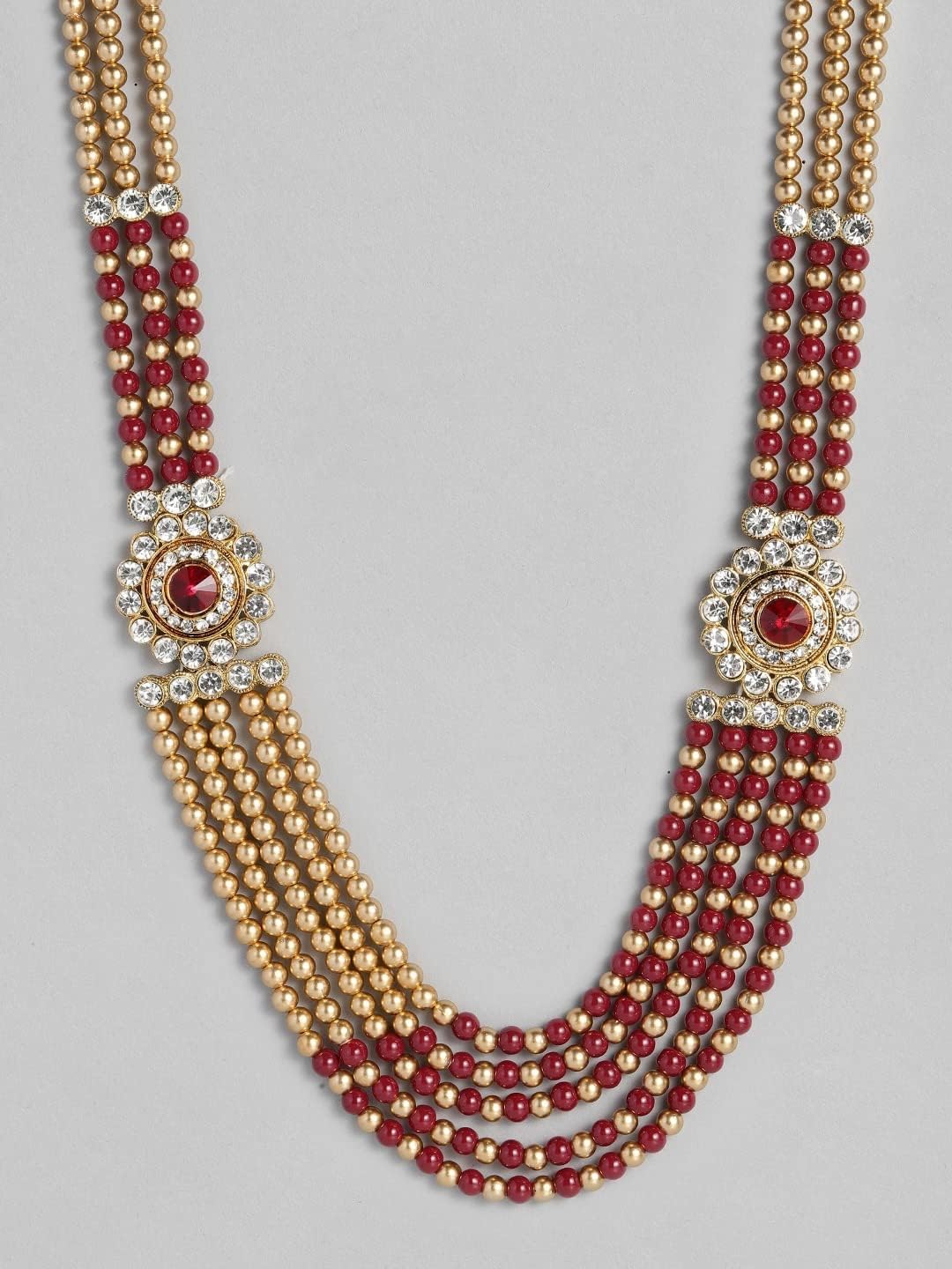 I Jewels 18k Gold Plated Indian Wedding Bollywood Dulha Moti Mala with Stone Maharaja Haar/Groom Necklace for Men (MLP33)