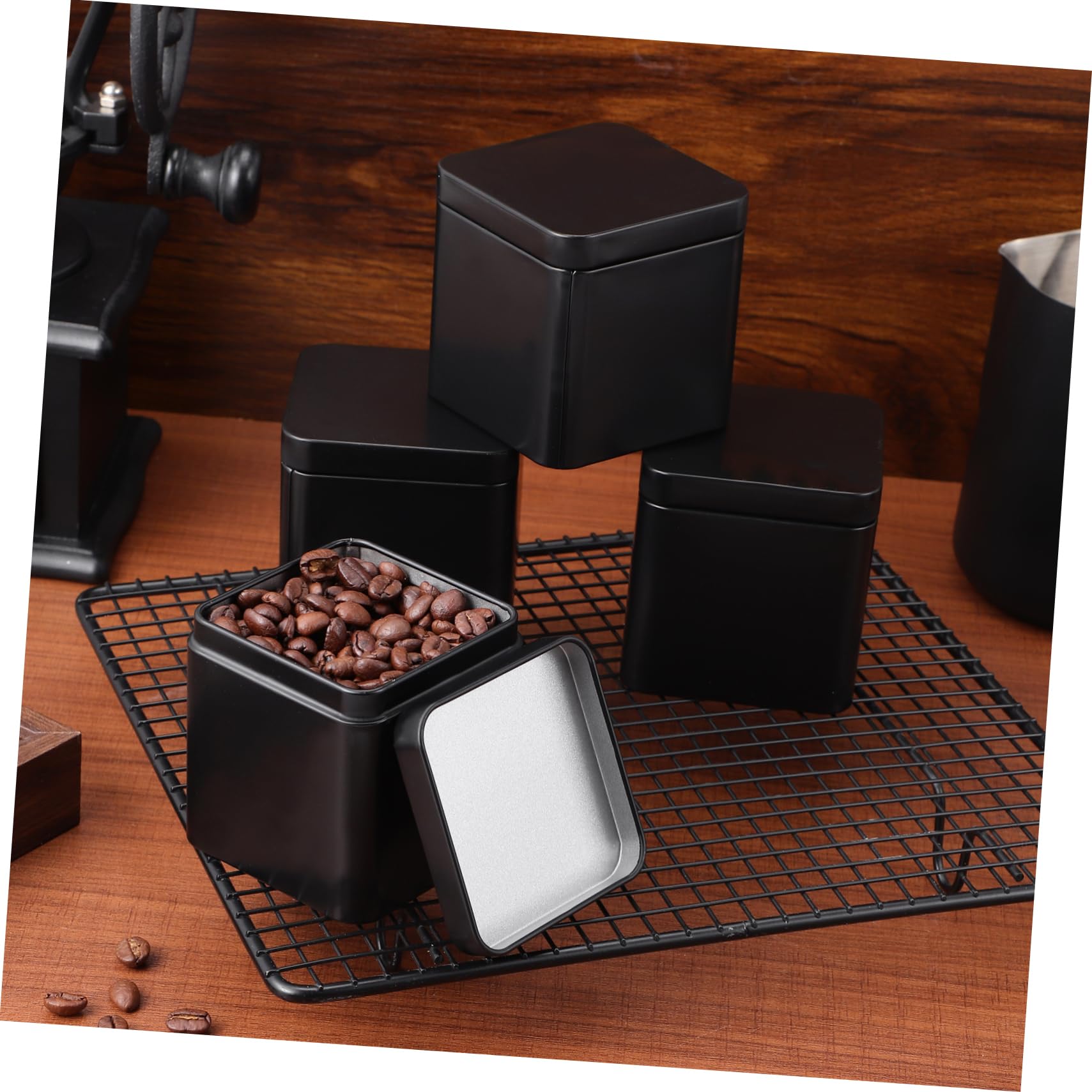 balacoo 10 Stück Tragbare Quadratische Teedosen aus Eisen Schwarze Aufbewahrungsbox für Losen Tee nicht Verformbar mit Schönem Design für Tee und Mondkuchen