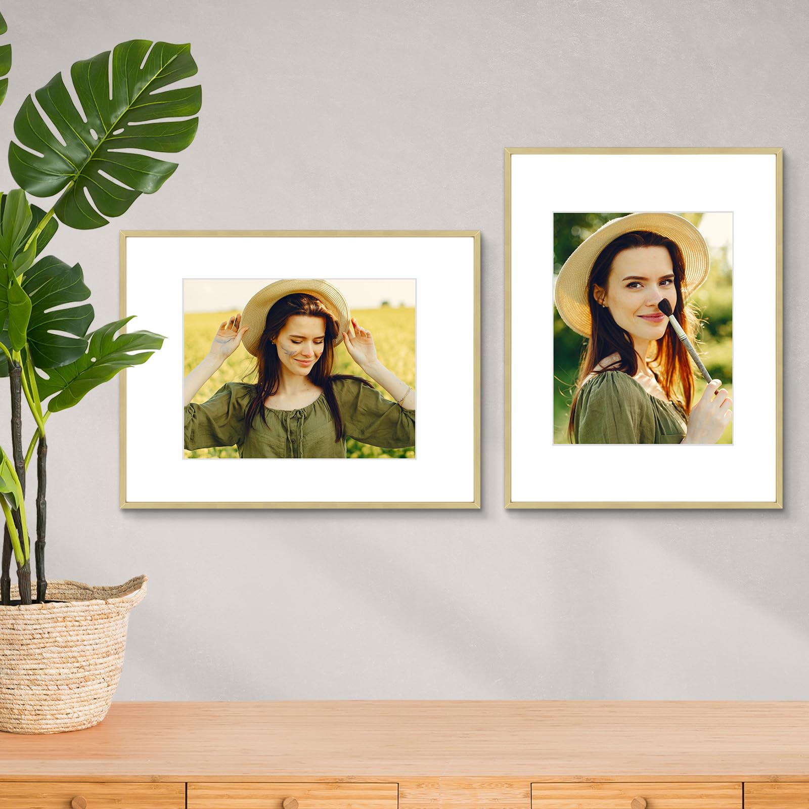 An&He 11x14 Picture Frame Set Of 2 - White Wood Grain Photo Frames For Wall Or Tabletop - View #11
