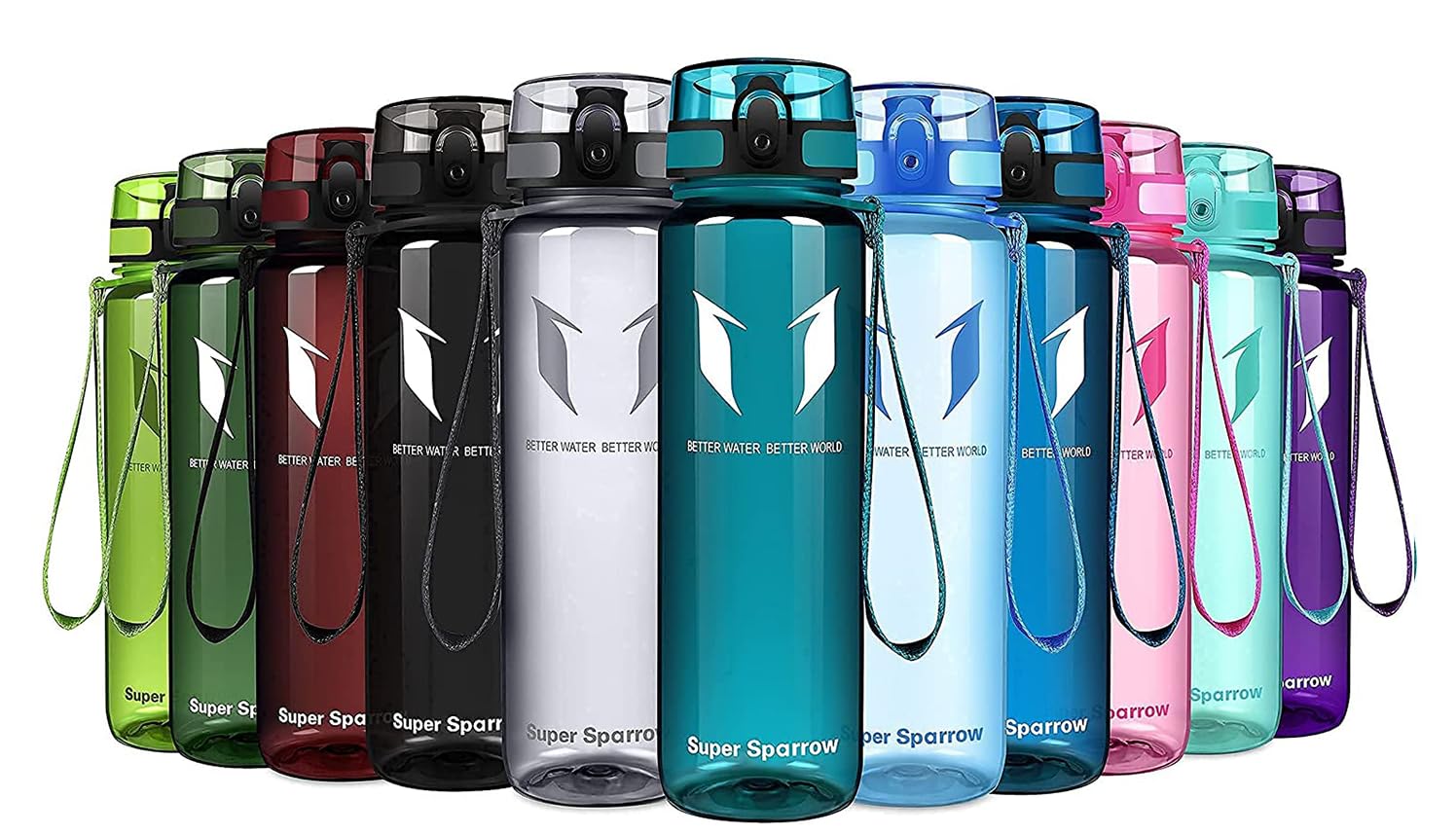 Borraccia Sportiva 1L Con Cannuccia E Indicatore Del Tempo – Tritan Senza BPA, Grigia/Nera, A Prova Di Perdite, Per Sport E Trekking
