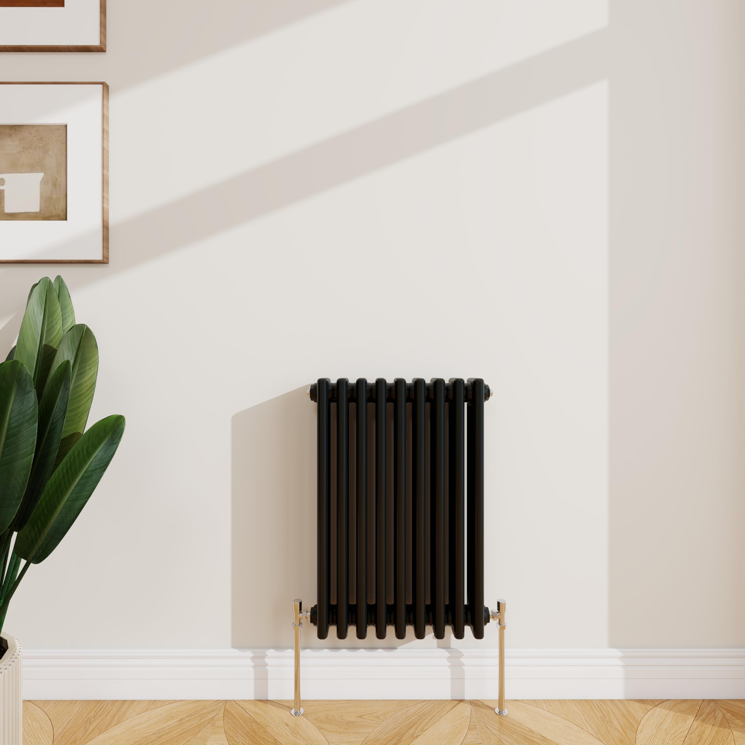 SLINE SANITARY 600x425mm Cast Iron Style Traditional 3 Column Horizontal Black Central Heating Radiator