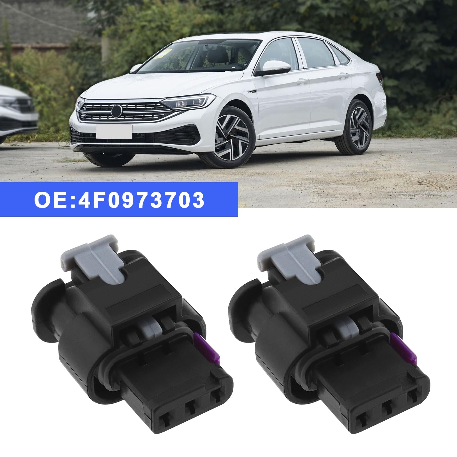 Lot De 4 Connecteurs 3 Broches Pour Capteur De Stationnement VW Audi – Adaptateur Pigtail 4F0973703 Avec Bornes Et Joints