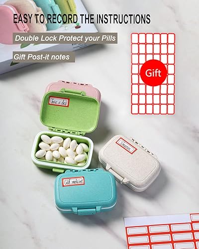 Miniatura 8 de Pastillero de 4 piezas, 3 compartimentos extraíbles, sin BPA, organizador de píldoras de día, 3 veces al día, organizador de píldoras de viaje AM-PM