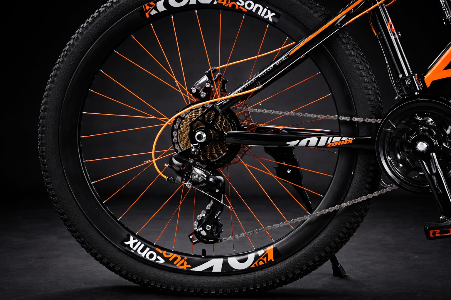 Zonix 24 Zoll Mountainbike Jungen-21-Gang- Scheibenbremsen-Kinder MTB Fahrrad-All-Terrain Reifen-Orange Sport & Freizeit