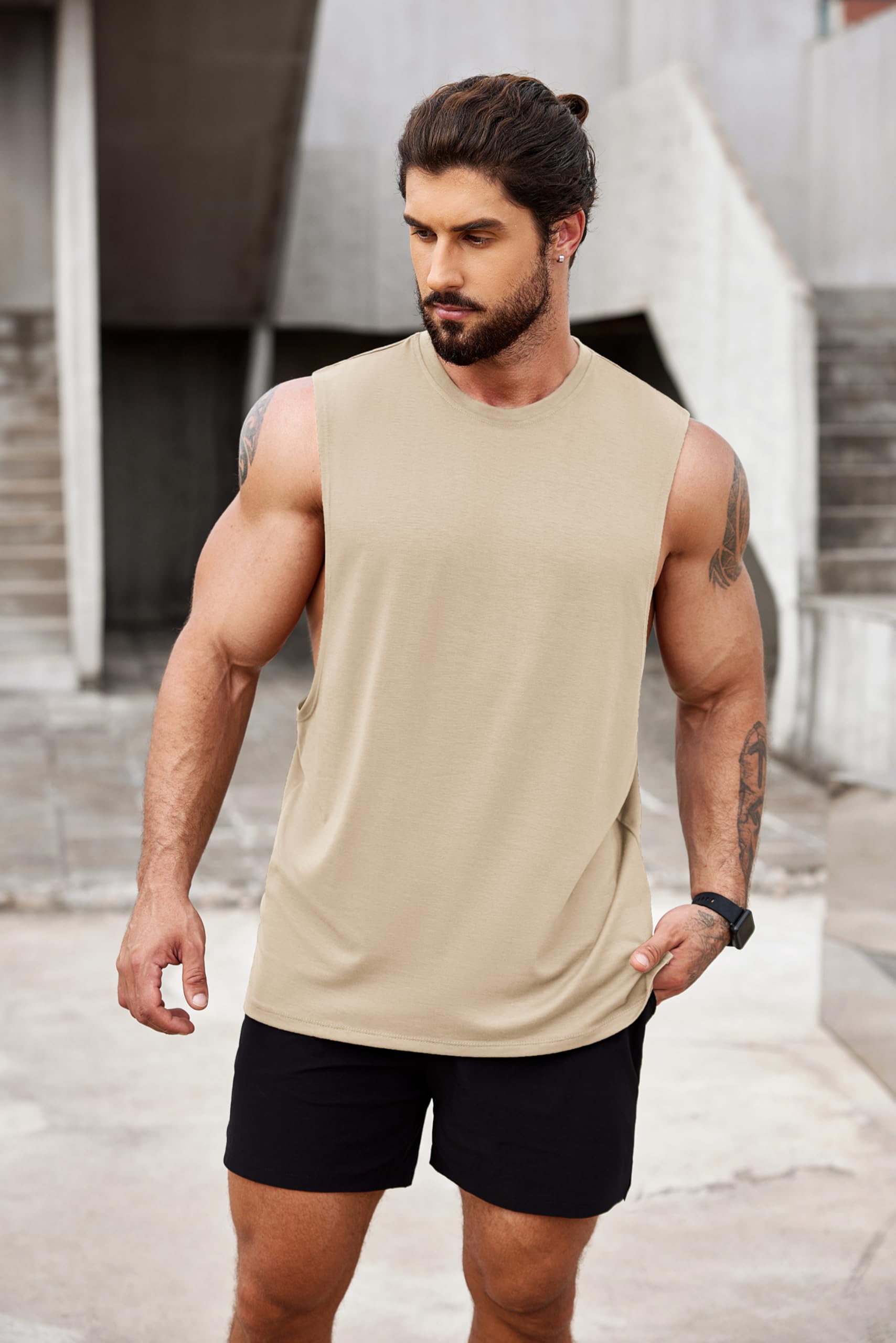COOFANDY Męski tank top z krótkim rękawem na siłownię, kulturystykę, 2 sztuki