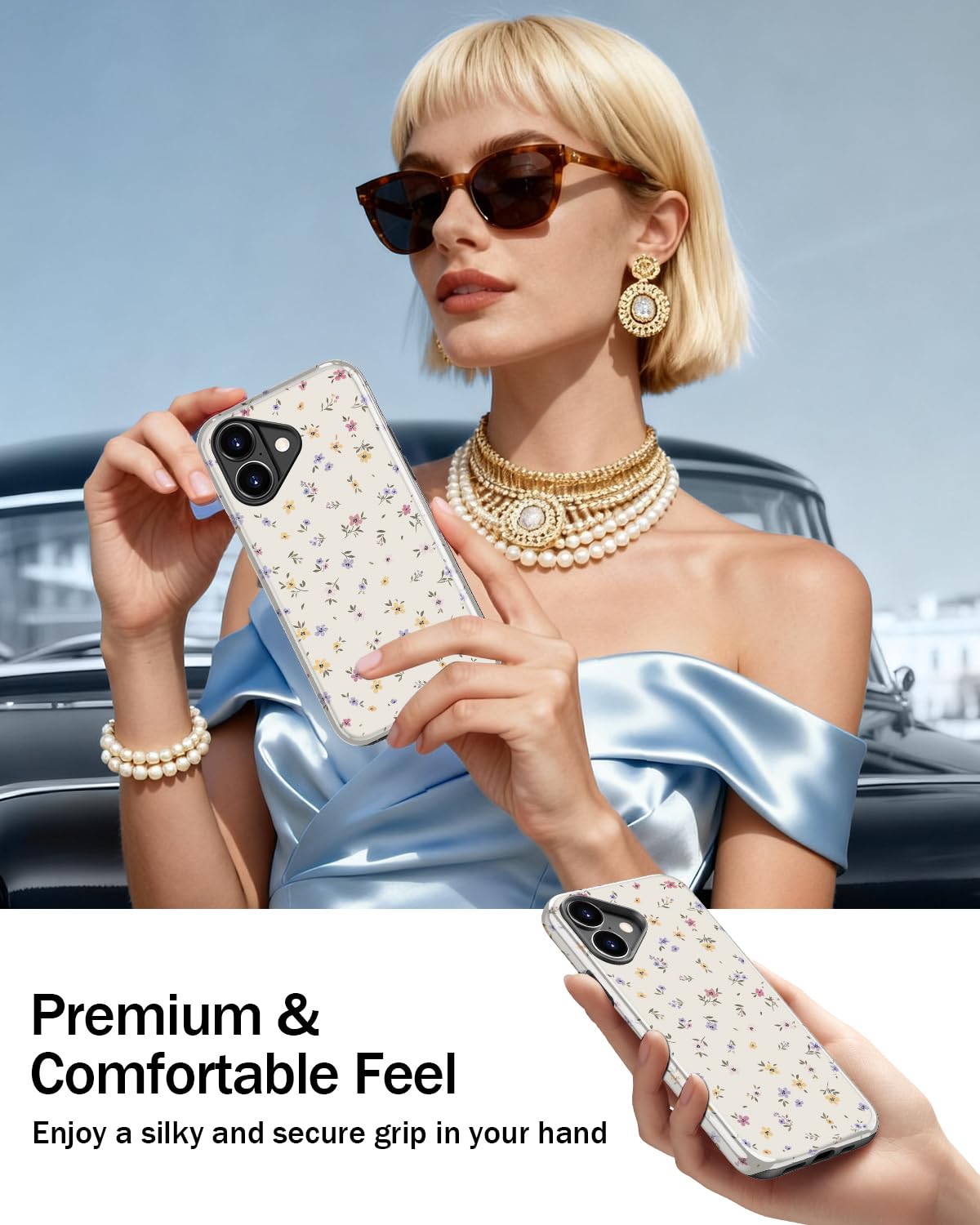 MERRO for iPhone 17 Case,Cute Aesthetic Y2K Phone Cover with Wildflower Designs for Women,Dual-Layer Silicone & Hard Shell Defense,Wireless Charging Compatible - Tiny Purple Yellow Flower - 5