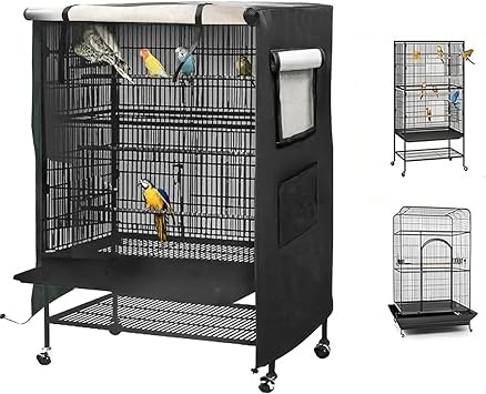 Cage Cover, Bird Cage Cover 38"x23.6"x51" Universal 210D Waterproof Cage Cover Good Night Blackout & Breathable Bird Cage Cover for Bird Critter Cat Cage to Small Animal, Large Bird Cage Cover