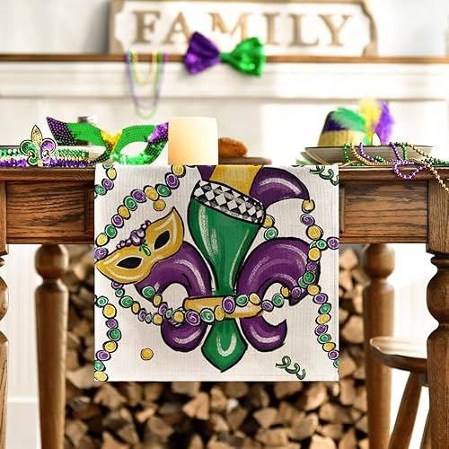 Miniatura 3 de Artoid Mode Máscara de lirios para carnaval Mardi Gras decoración de mesa de comedor de cocina de temporada para interiores fiestas hogar 13 x 60