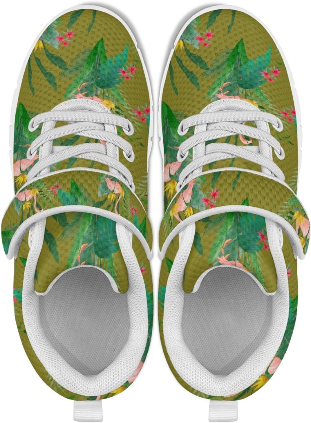 Boho Flamingo Girls Slip On Sneakers with Hook and Loops Flexible Breathable Sneakers for Kids Girls Reduce Pressure On The Foot Running Shoes Kids Stitch Fashionable Indoor Soccer Shoes - Image 3