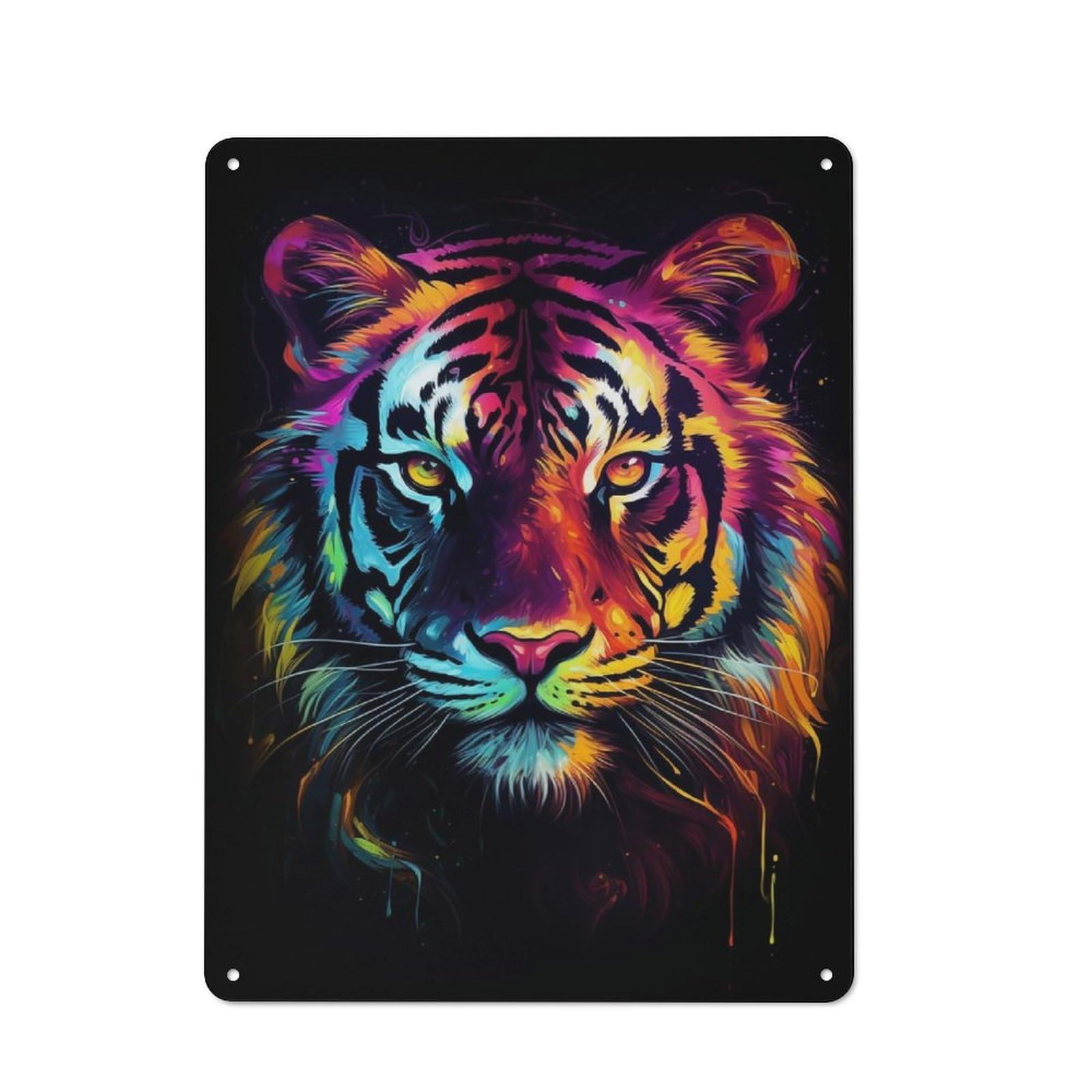 Junmoney Colorful Tiger Tin Sign 40X30cm For Living Room Wall, Retro Wall Decor, A Decorative Metal Sign For Living Rooms And Feature Walls