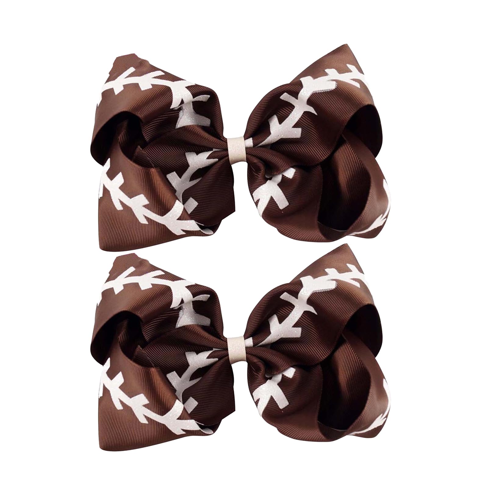 2Pcs Glitter Football Hair Bow Clips Soccer Hair Bow Clips Brown Football Hair Clips 4.5inch Grosgrain Cheer Bow Clips Cheerleader Bow Hair