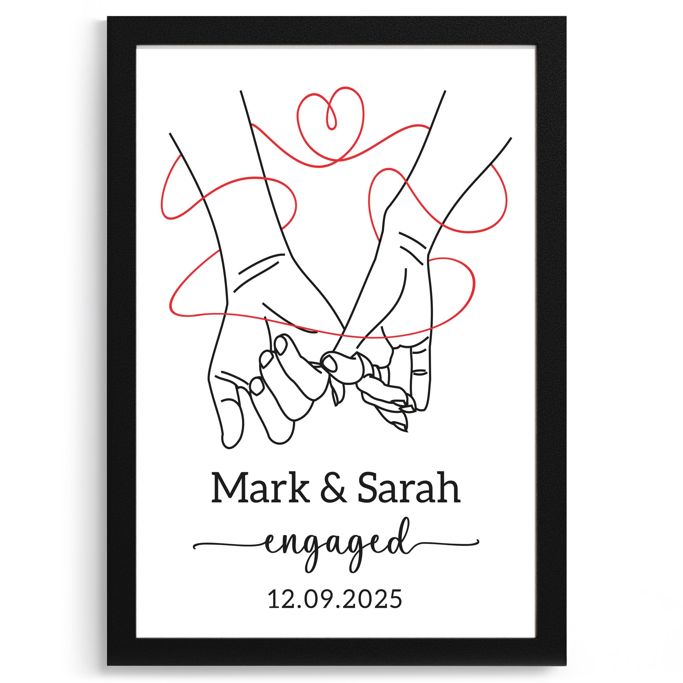 Beecreative Personalised Engagement Gifts For Couples, A5 A4 Wall Art Print