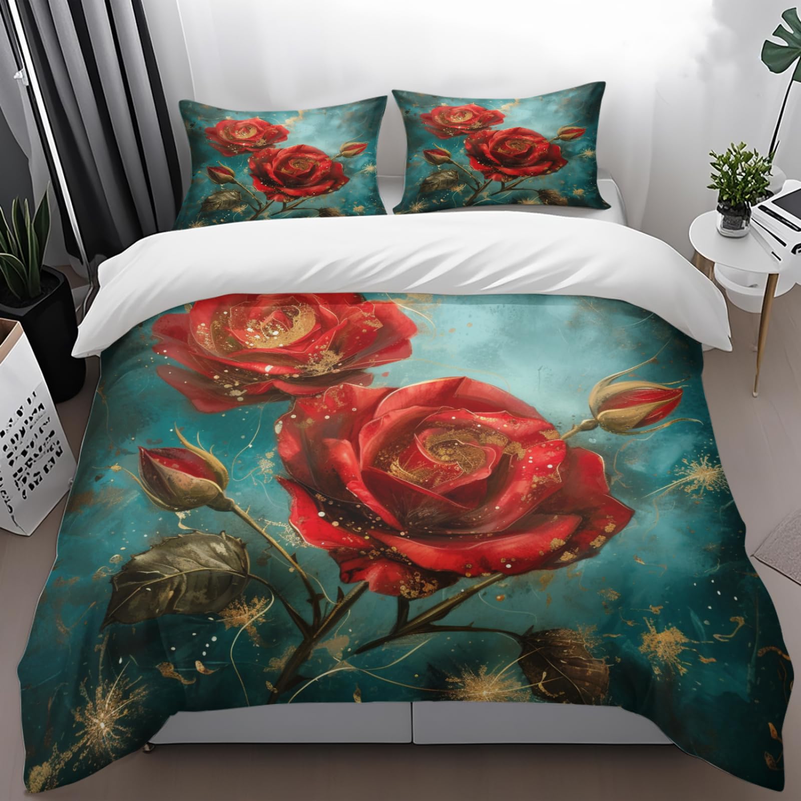 Housse couette 140x200 fleur rouge pour créer une chambre cosy et chaleureuse