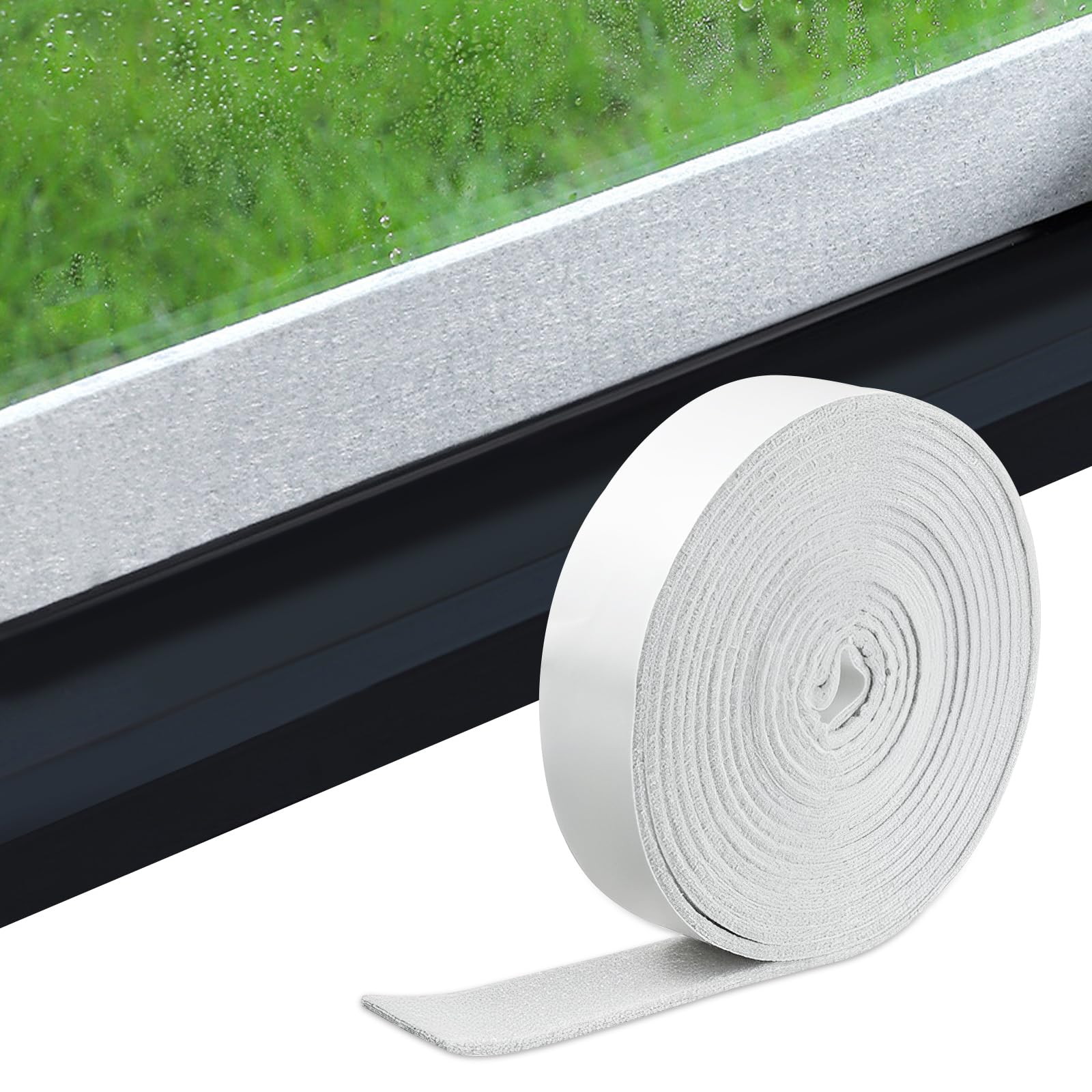 Condensation Absorbers Strip 3 cm x 4 M Window Moisture Absorber Strip Condensation Absorbers Strips for Windows Self-Adhesive Felt Tape Moisture Absorber for Remover Water on The Glass (Beige)
