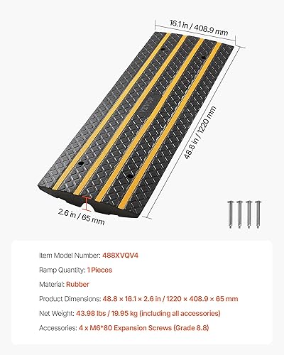 Miniatura 7 de VEVOR Rampa de bordillo paquete de 2 rampas de goma para entrada rampa de umbral de capacidad de peso resistente de 32000 libras rampas de puente de