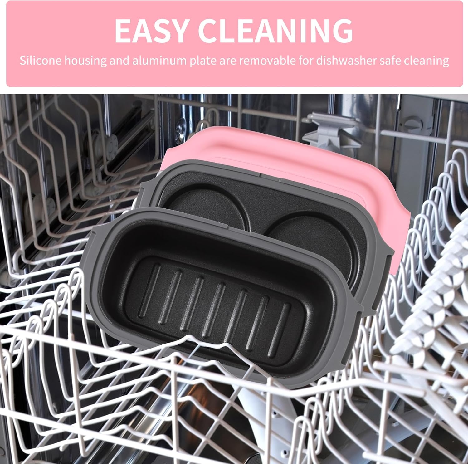 Microwave Egg Cooker, Egg Poacher, 2 Eggs fryer, Microwave Grill Sandwiches Maker, Quick-Heat 2-Piece Multi-use for Breakfast, Non-Stick, Dishwasher Safe, Portable for Home, Travel, Pink