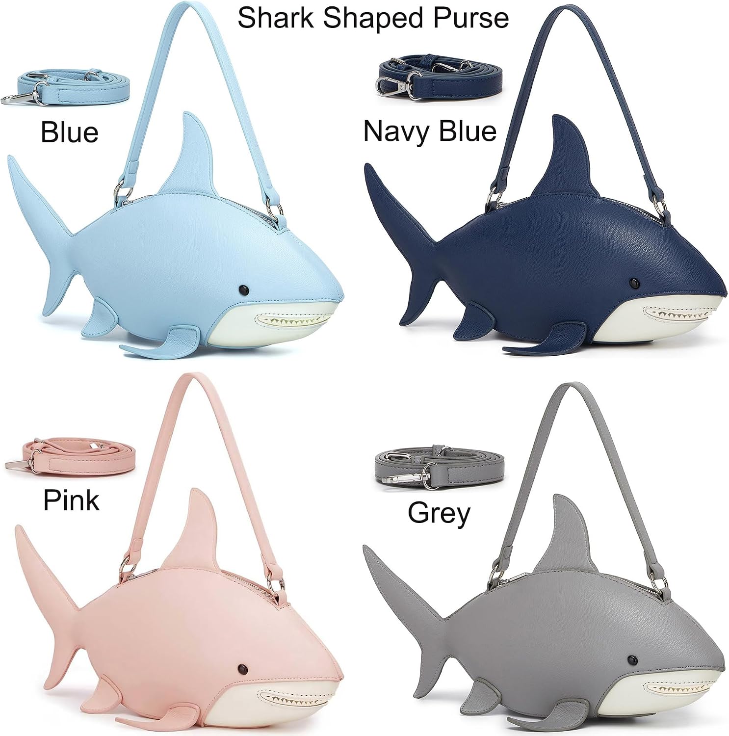 Novelty 3D Shark Purse Unique Fun Handbag Shoulder Crossbody Bag