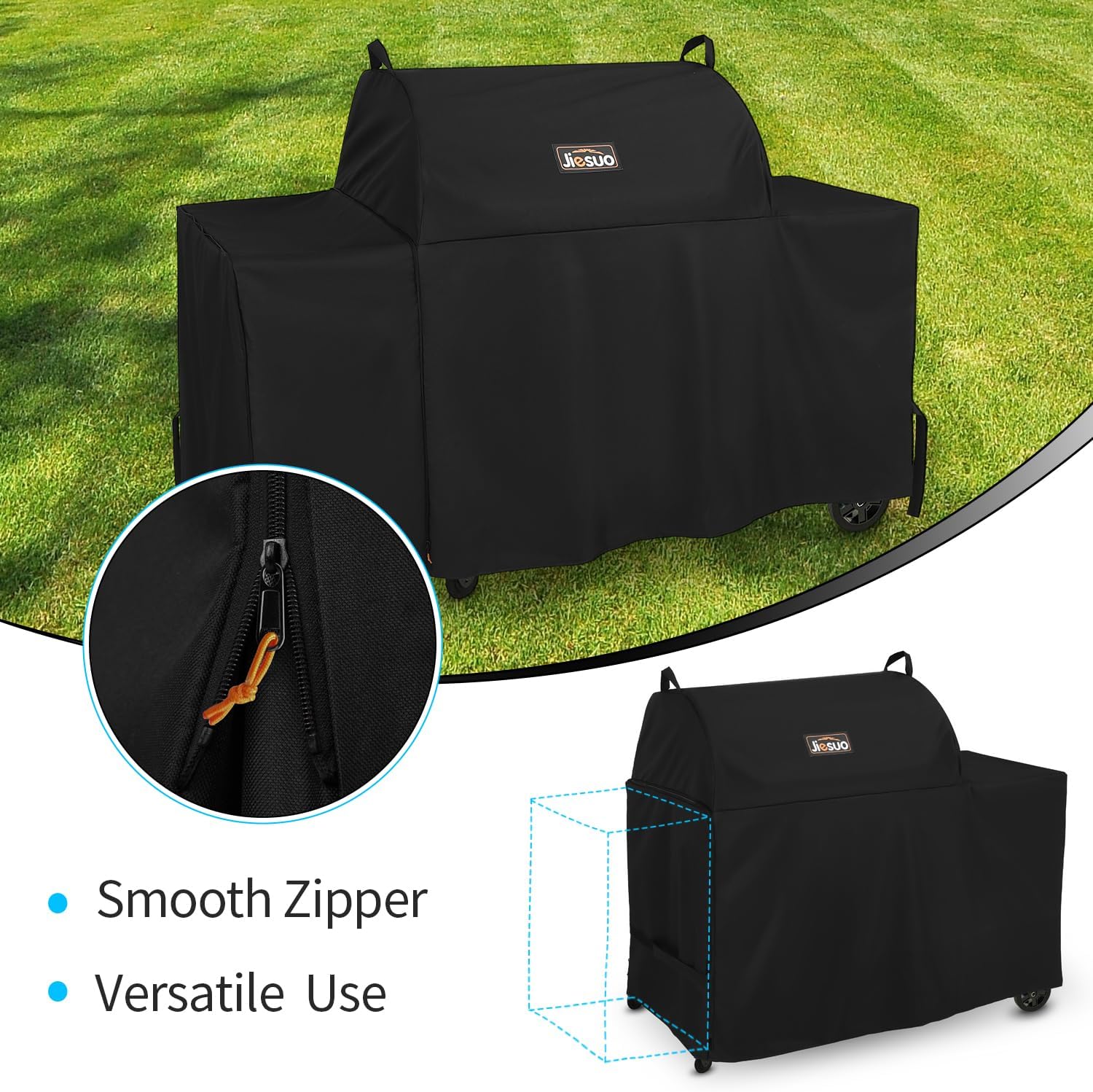 Grill Cover for Traeger Grills BAC776 Woodridge Pro and Traeger Woodridge Elite Grills, Special Zipper Design