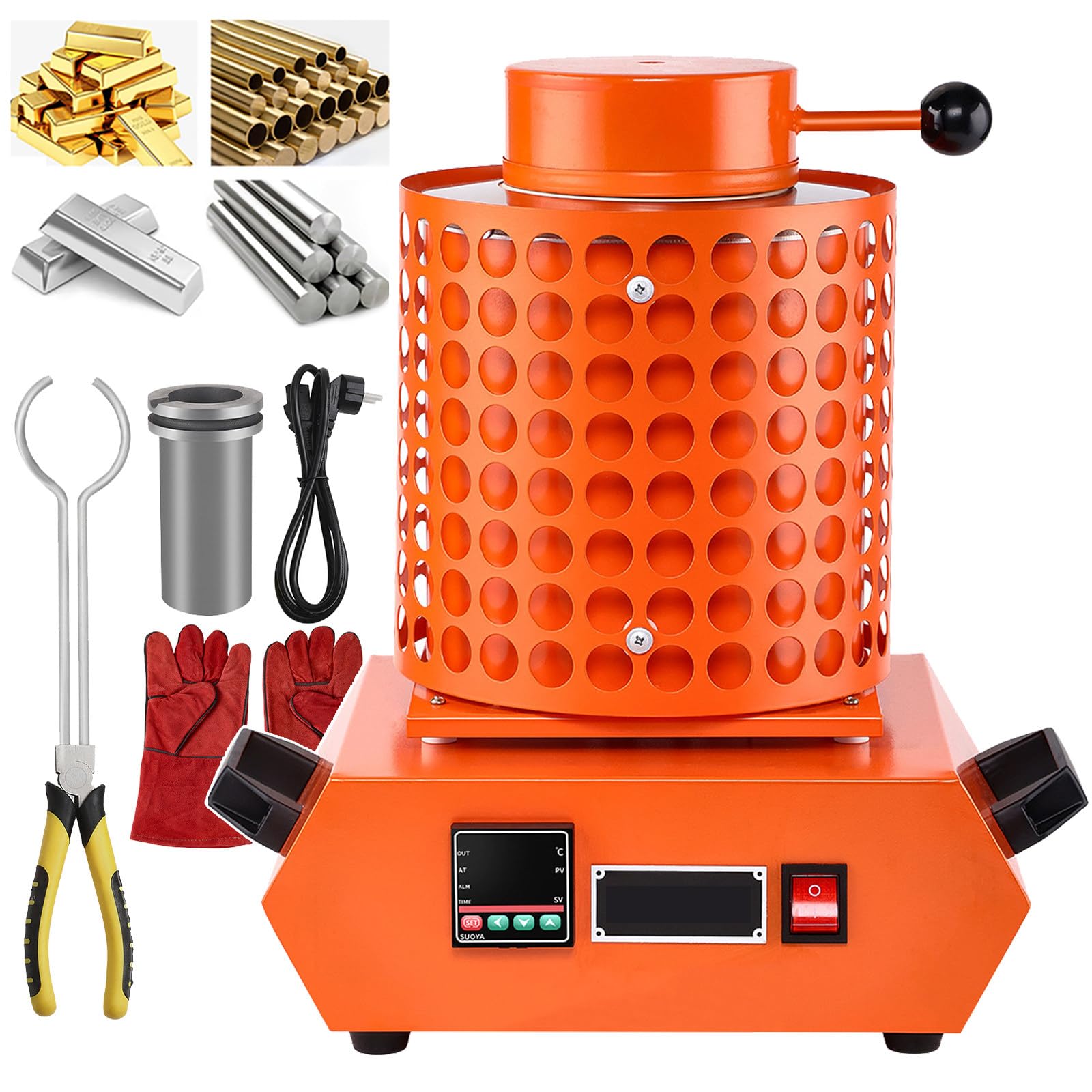 1 kg, 2 kg, 3 kg, 3 kg, elektrisches Gold-Melting, 2000 W, 1150 ℃ / 2102 ℉ PID Schmelzgerät, digitales Metallschmelzgerät mit Graphit zum Schmelzen von Gold / Silber / Aluminium (B,1 kg)