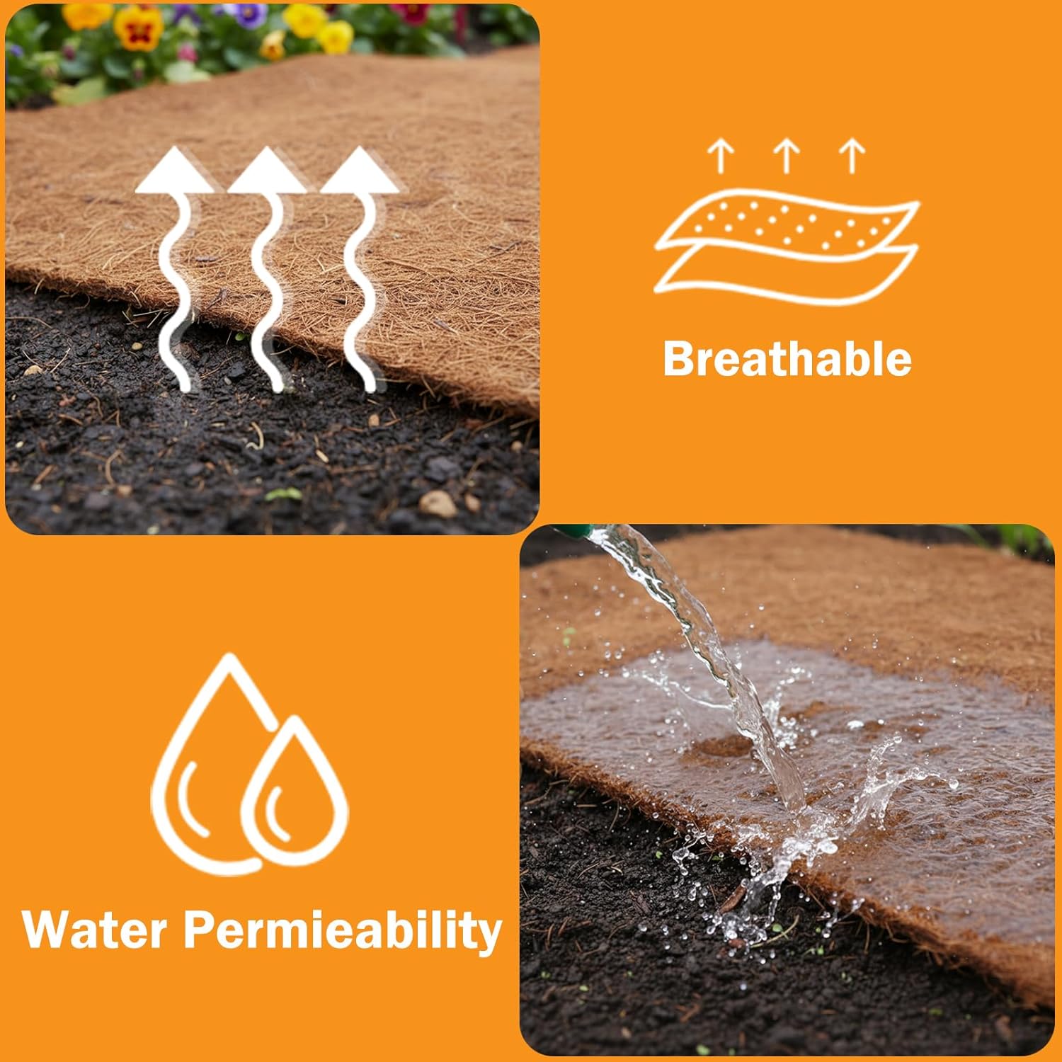 Coco Coir Mulch for Landscaping, 16x120 Inch Coconut Fiber Grass Seed Mat Roll, Coco Liners for Planters and Pet Pad, Plant Covers from Animal Dirt and Tree Protectors