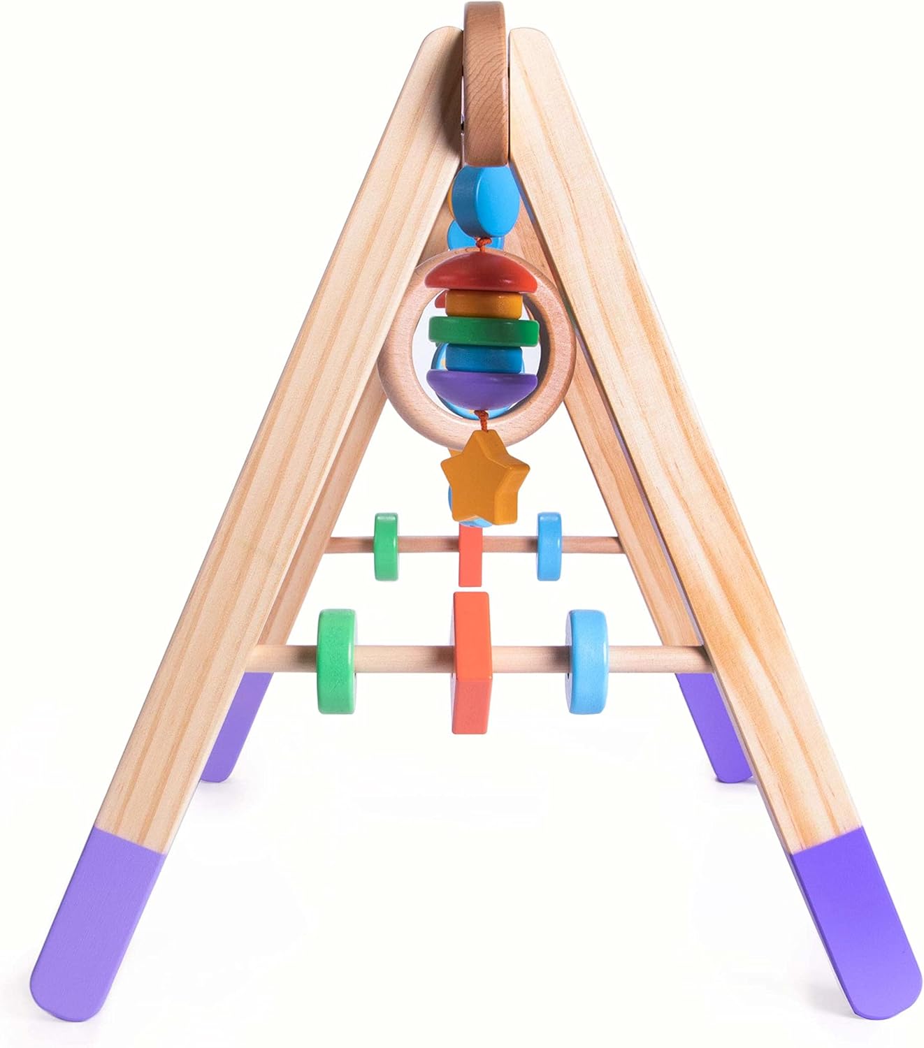 Little Olympians Wooden Baby Gym - Child Activity Center Newborns & Early Infants - Wood Mobile Interactive Play Station for Tummy Time - Educational & Developmental Learning Toys, Ages 0-5 Months