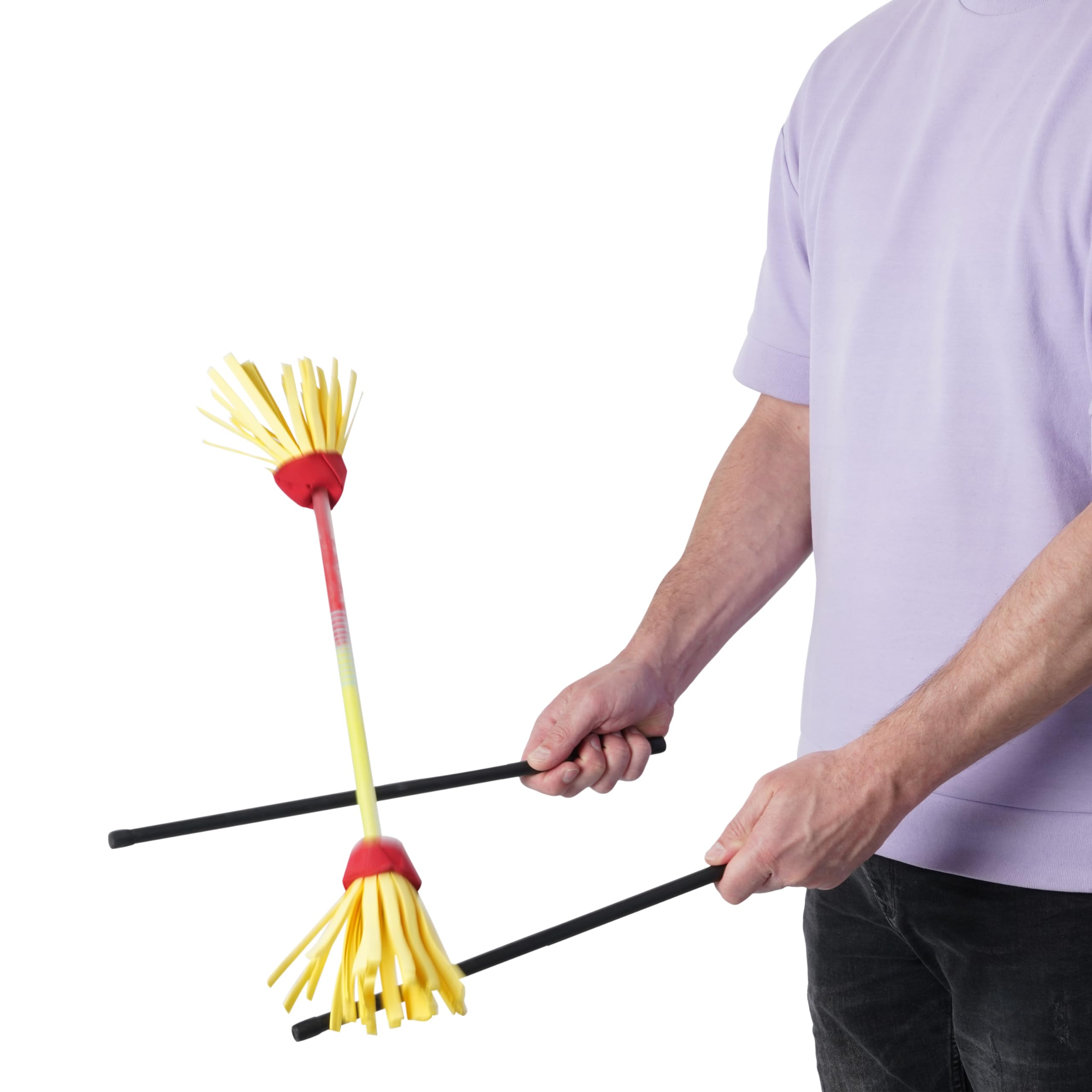Diabolo Freizeitsport Flowerstick Pro Short (amarillo-rojo) – palo corto de fibra de vidrio con 2 palos, reactivo UV, pintado a mano, ideal para avanzados y profesionales