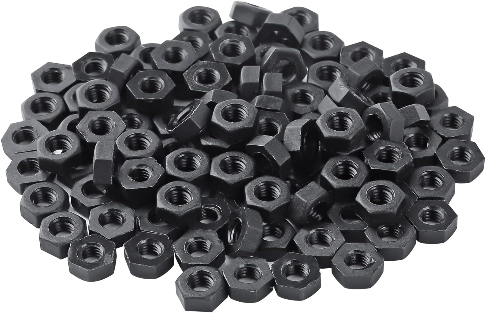 Pack of 100 M3-0.5mm Hex Nuts, PC Metric Coarse Thread Hexagon Nut Fasteners for Mechanical Equipment,Construction Repair Black