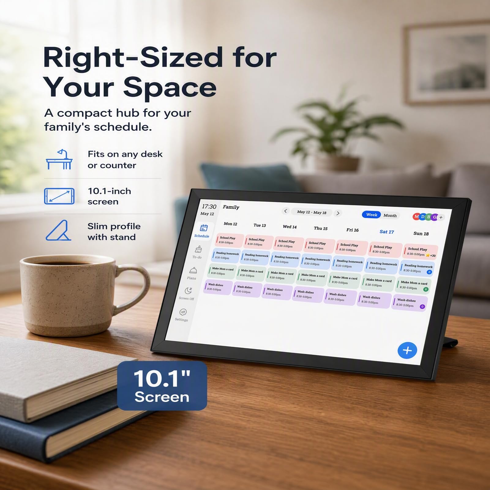 Calendrier Numérique Intelligent, Planificateur Numérique 10,1 Pouces, Organisateur Familial électronique avec écran Tactile HD et Synchronisation WiFi, Idéal pour le Planning Familial, la