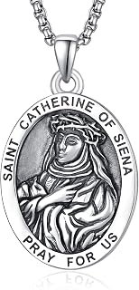 ADMETUS 925 Sterling Silver Patron Saint Medals | Amulet Necklace Protection Jewelry for Men with 2.5mm 22"+2" Rolo Chain