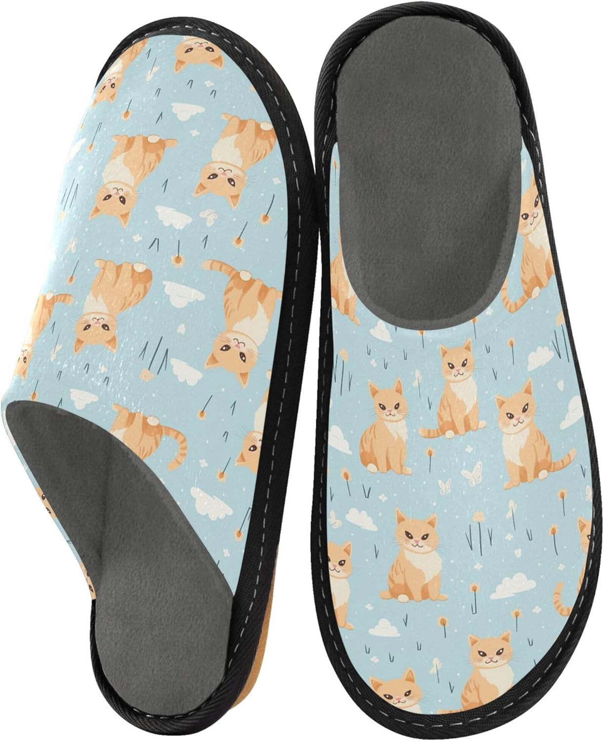 Cute Cat House Slippers – Cozy Fuzzy Slippers for Guests, Washable & Disposable, Perfect for Shoeless Home, Spa & Hotel Use A110599